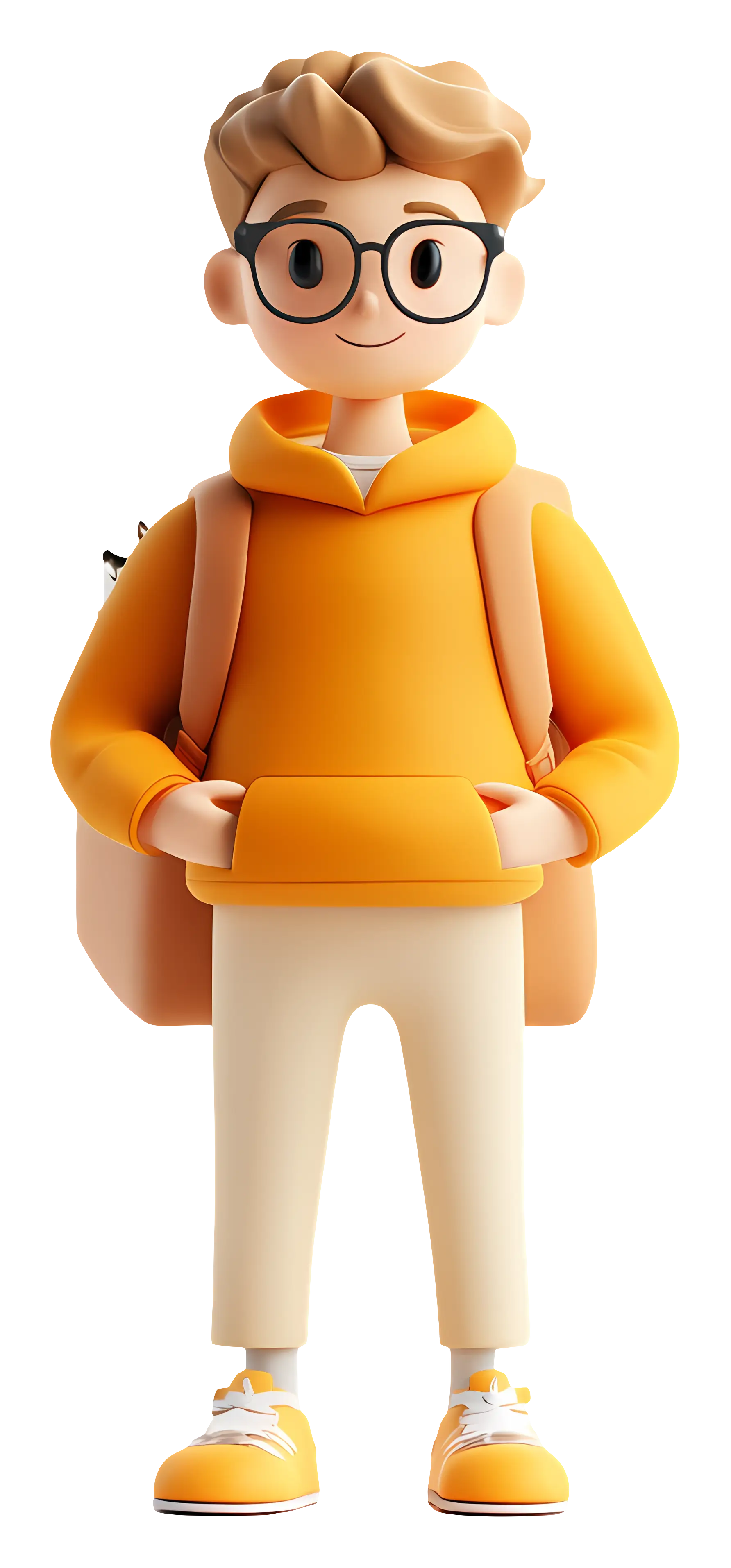 Casual Boy with Hoodie and Backpack
