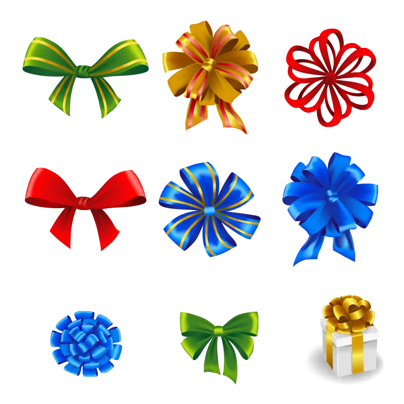 Set of Colorful Gift Ribbons and Bows