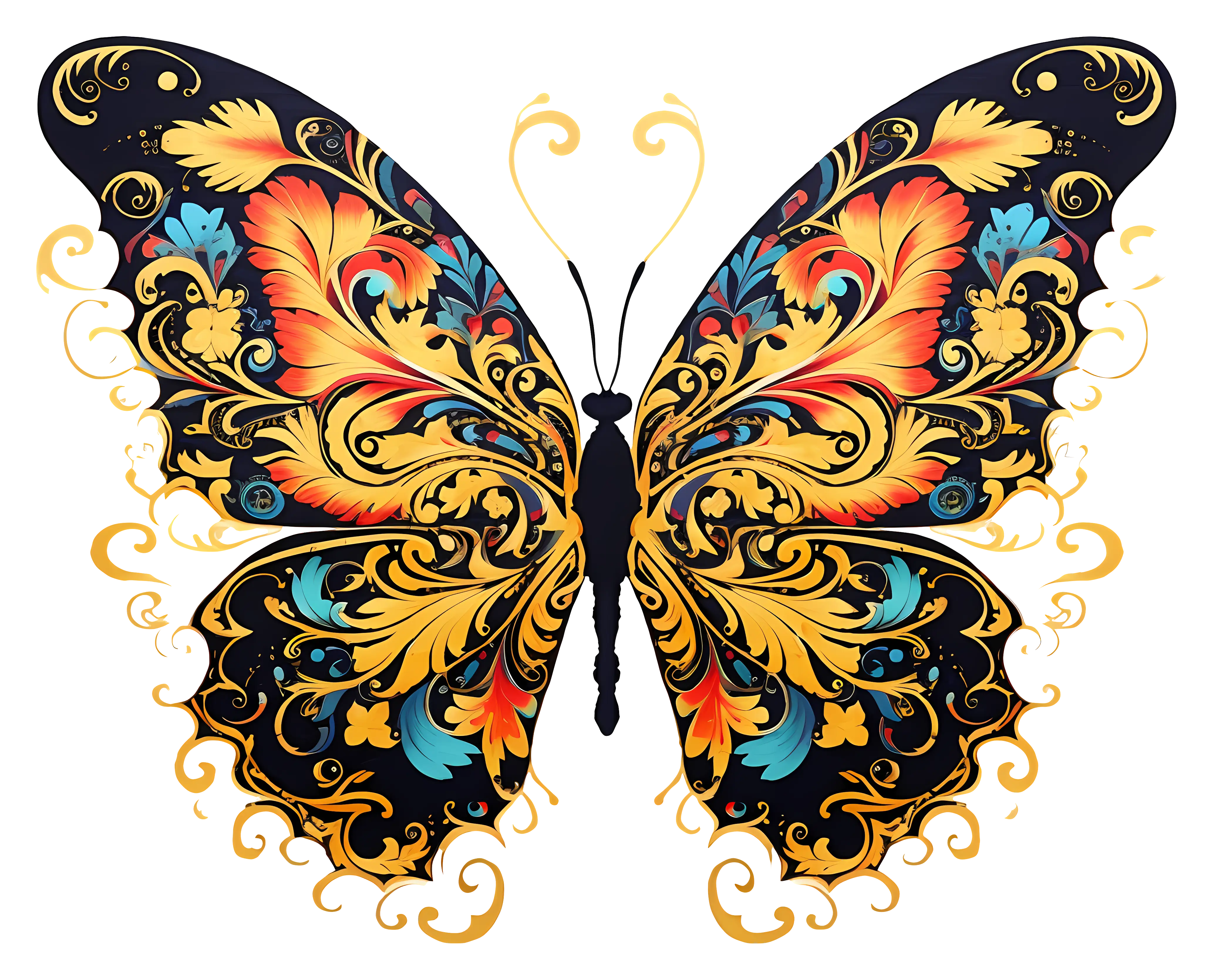 Decorative Butterfly with Floral Patterns