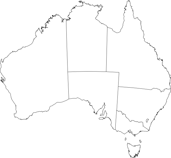 Outline Map of Australia with State Divisions