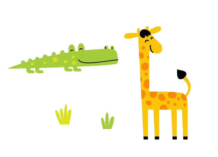 Cute Cartoon Giraffe and Crocodile