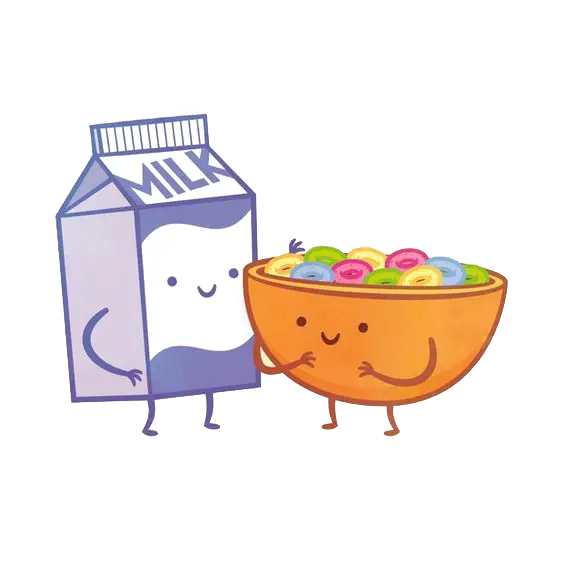 Cartoon Milk and Cereal Illustration