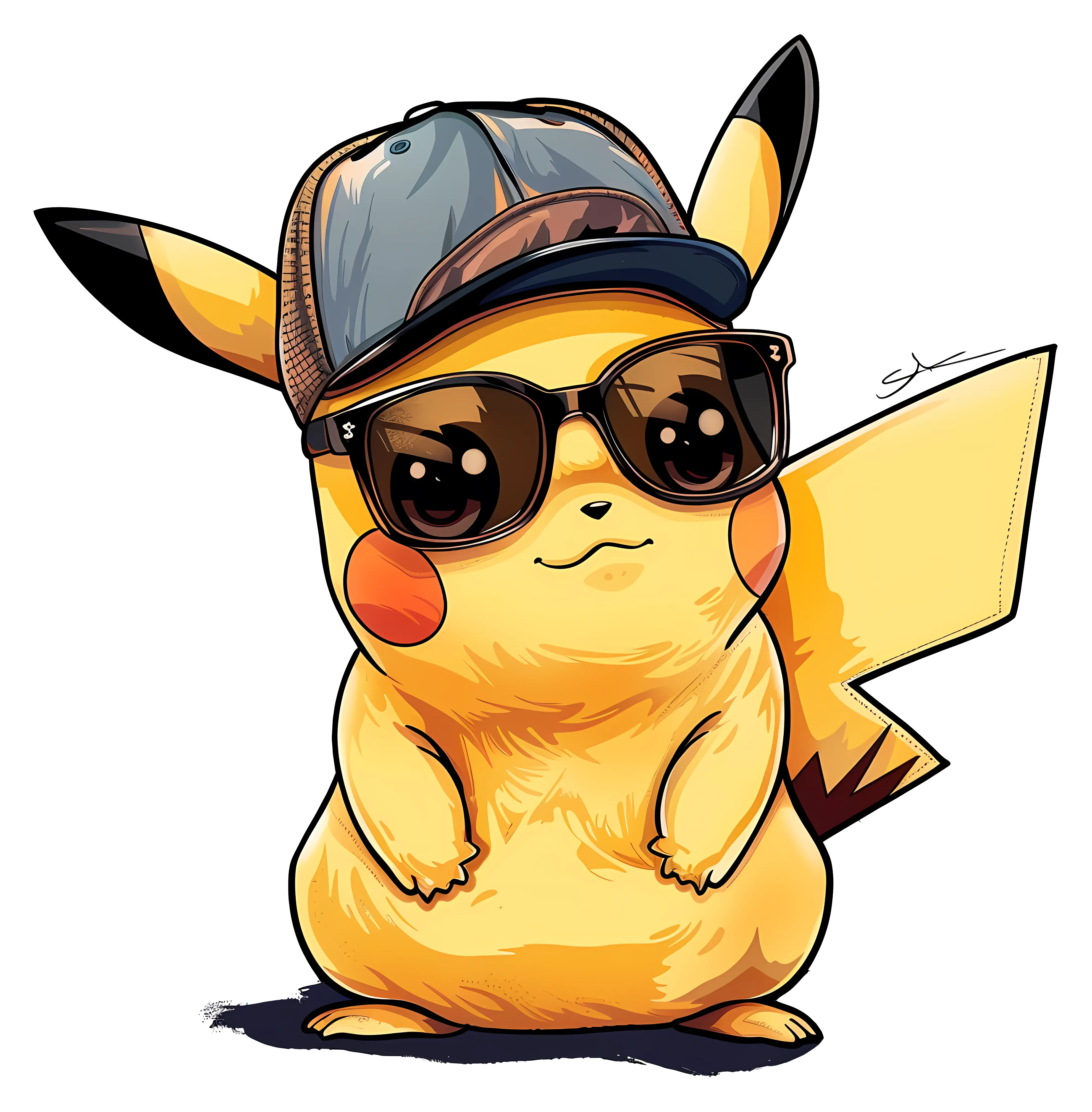 Pikachu in Cool Outfit with Sunglasses and Cap