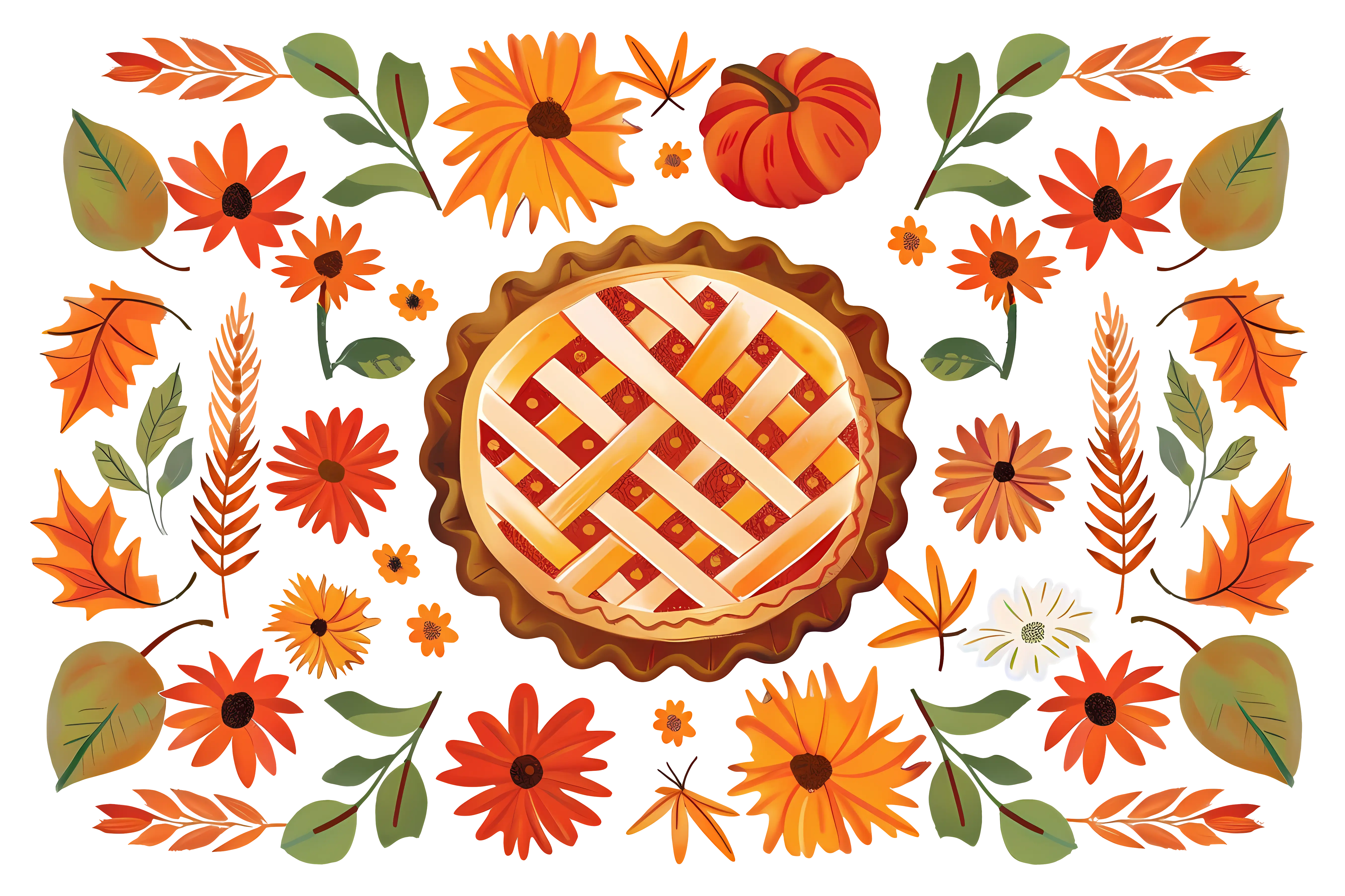 Autumn Pie with Flowers