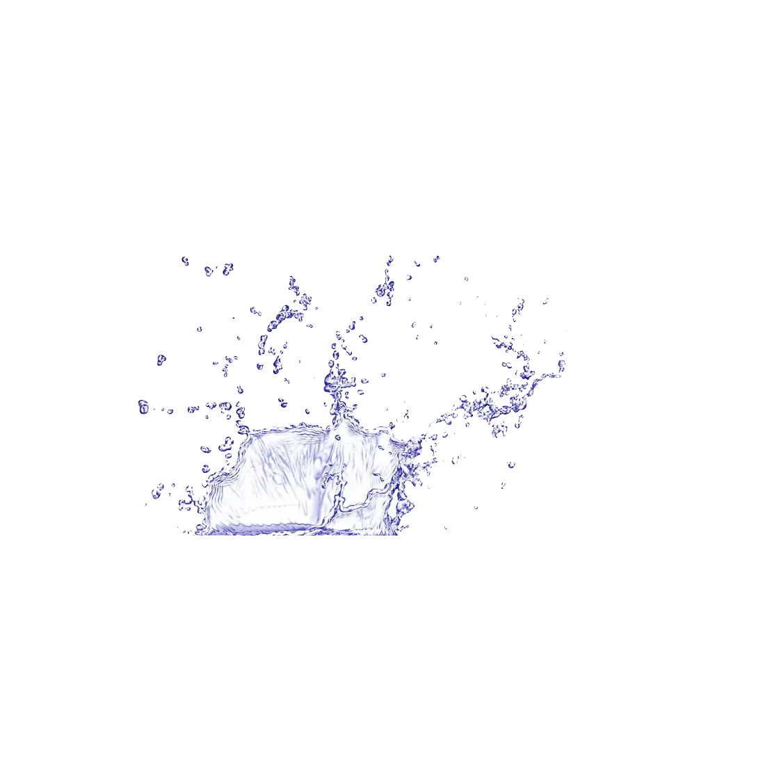 Blue Water Splash on Transparent Background