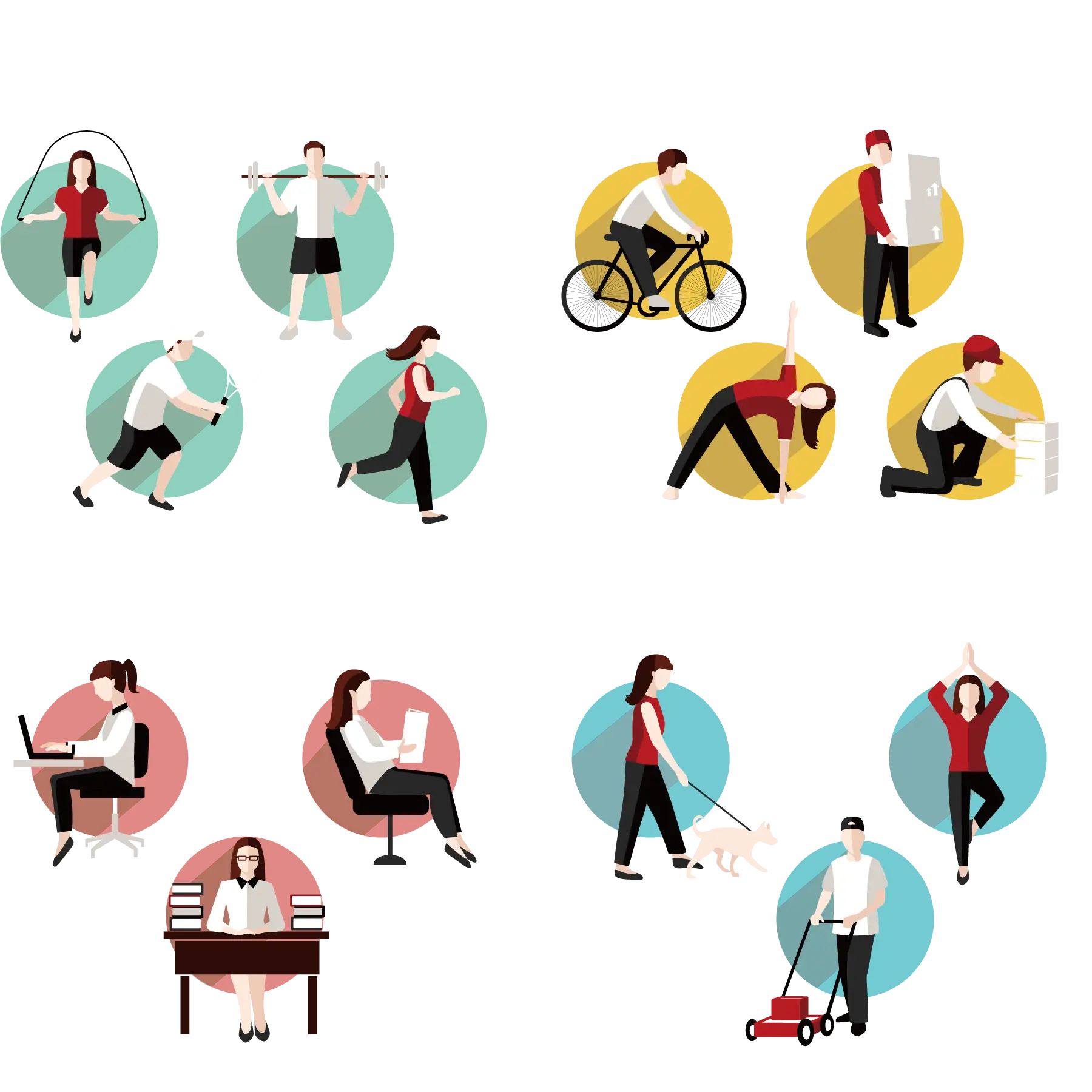 People Exercising in Various Activities