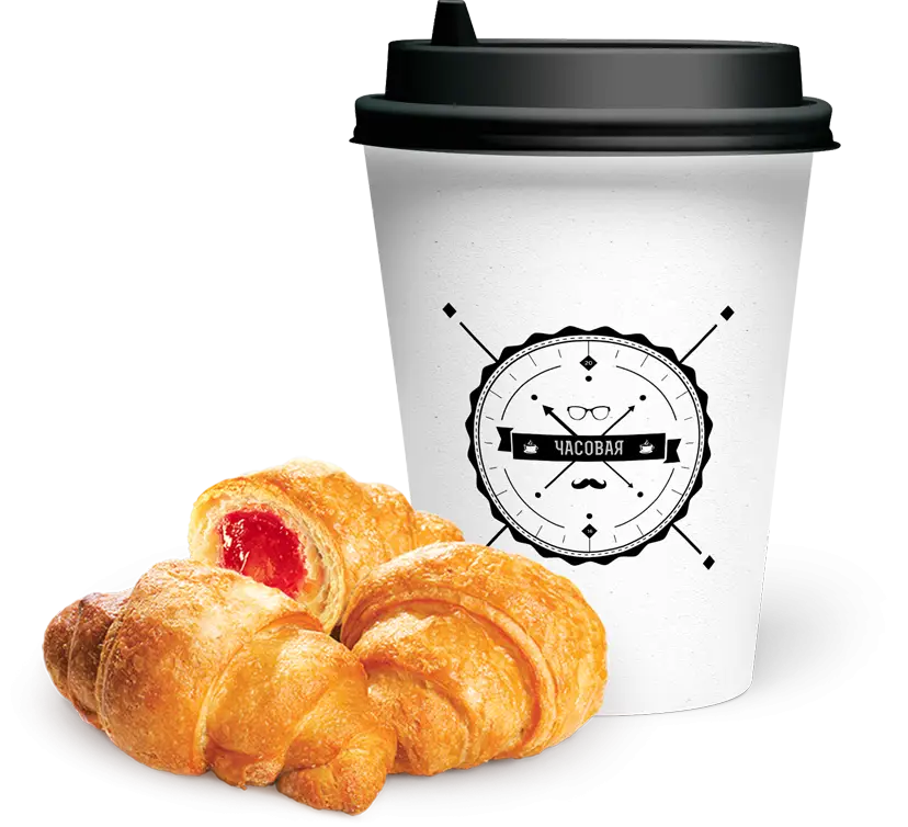 Coffee Cup with Croissants