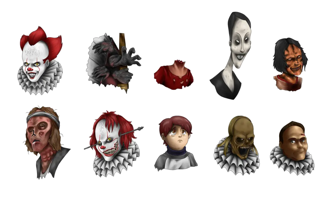 Horror and Creepy Faces Illustration