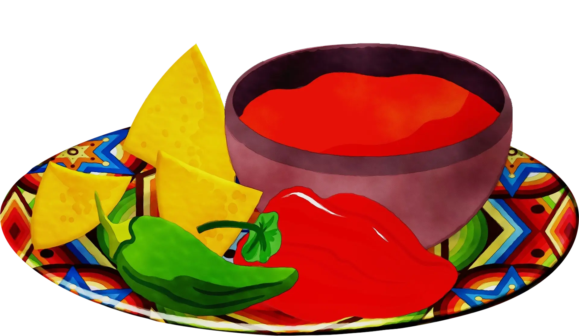Salsa and Chips on Plate