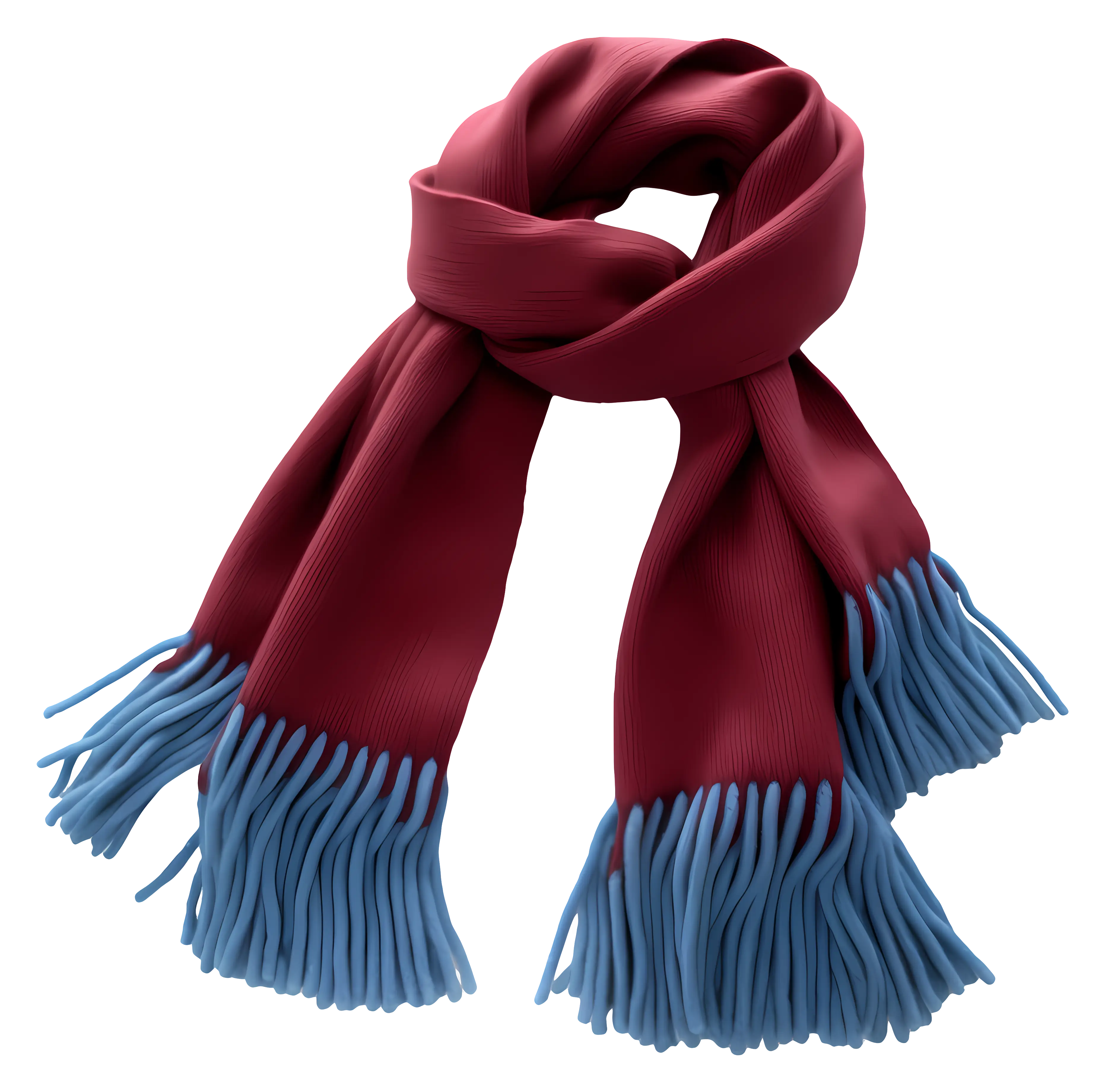 Red Scarf with Blue Fringes for Winter Fashion