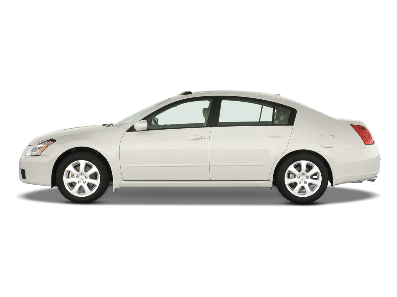 White Sedan Car Side View Design
