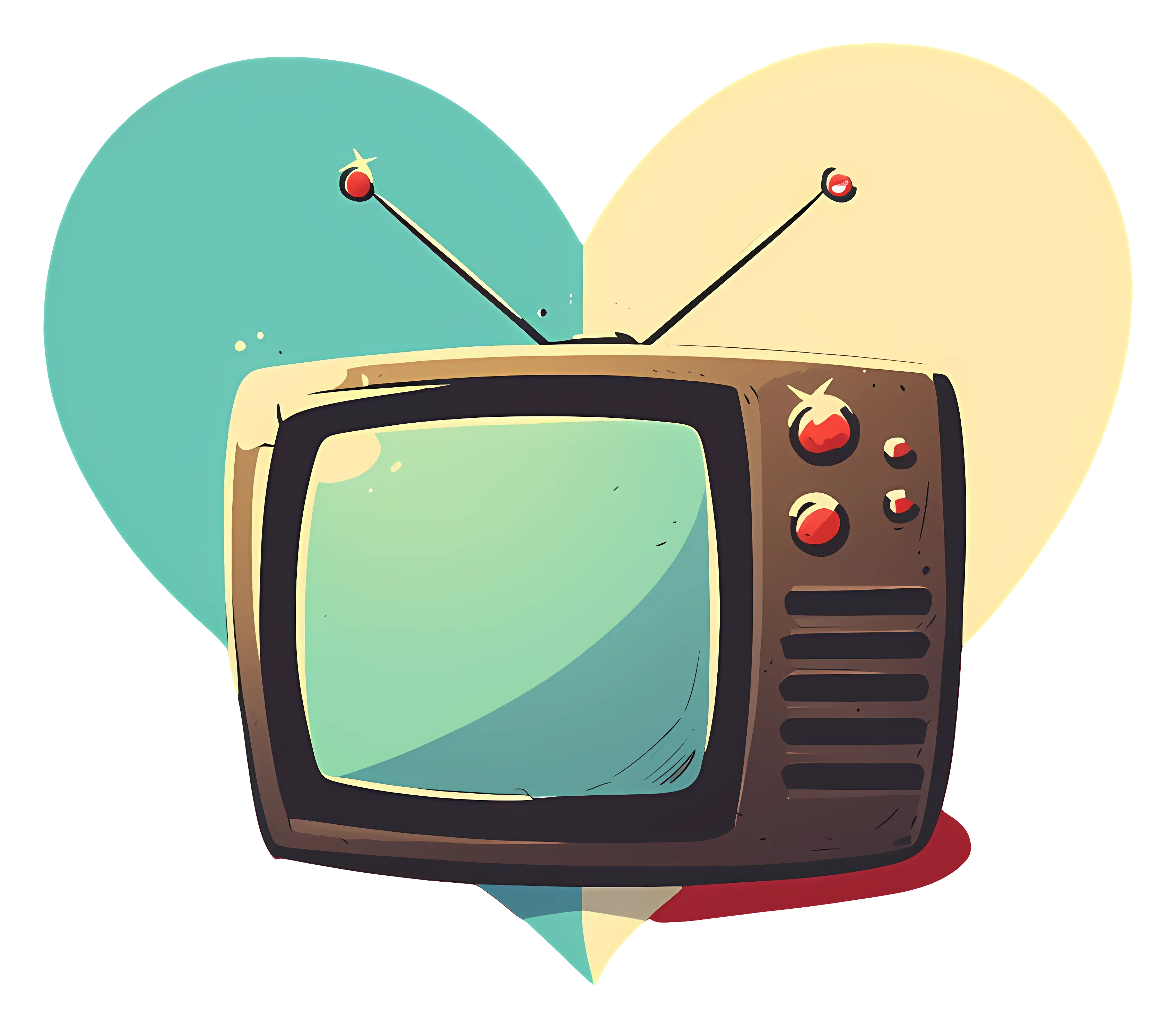 Retro Cartoon-Style Television Illustration