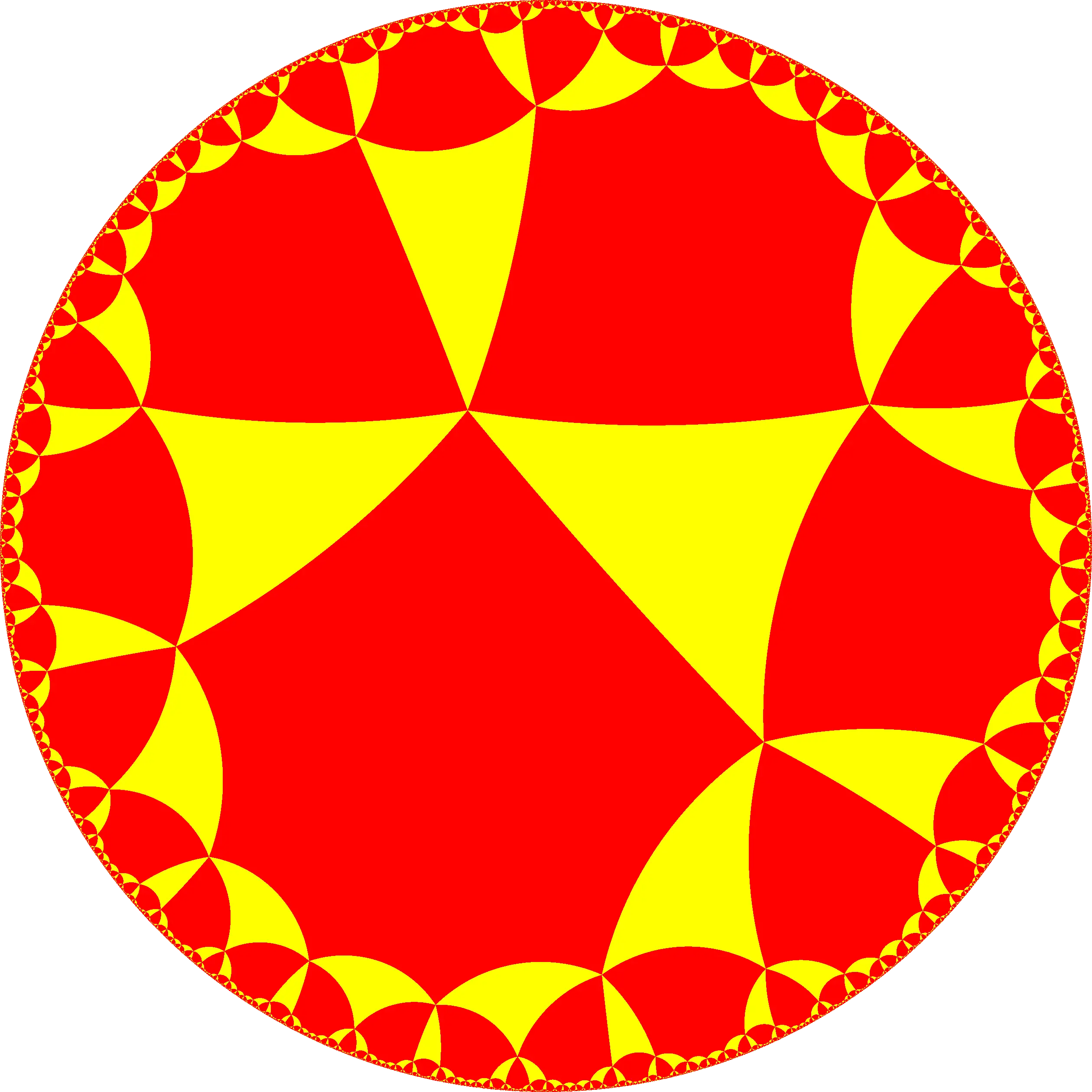 Geometric Circle with Yellow and Red Patterns