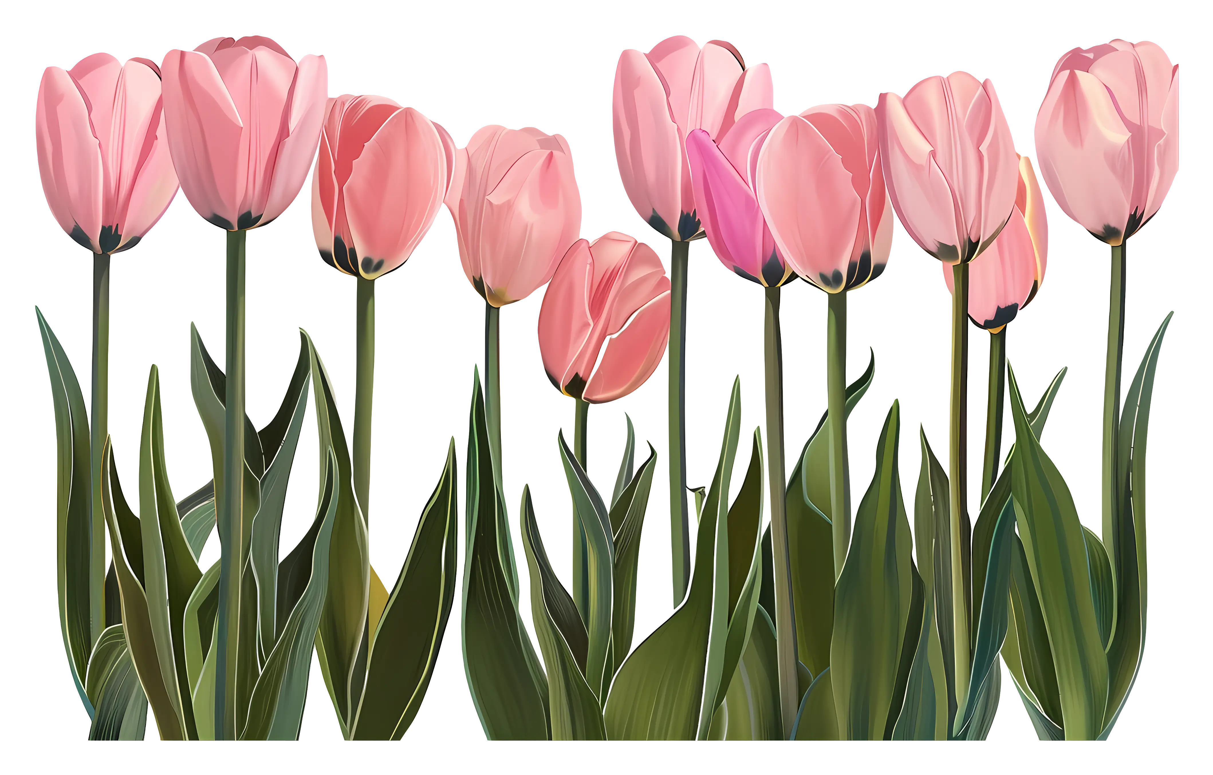 Pink Tulips in Full Bloom