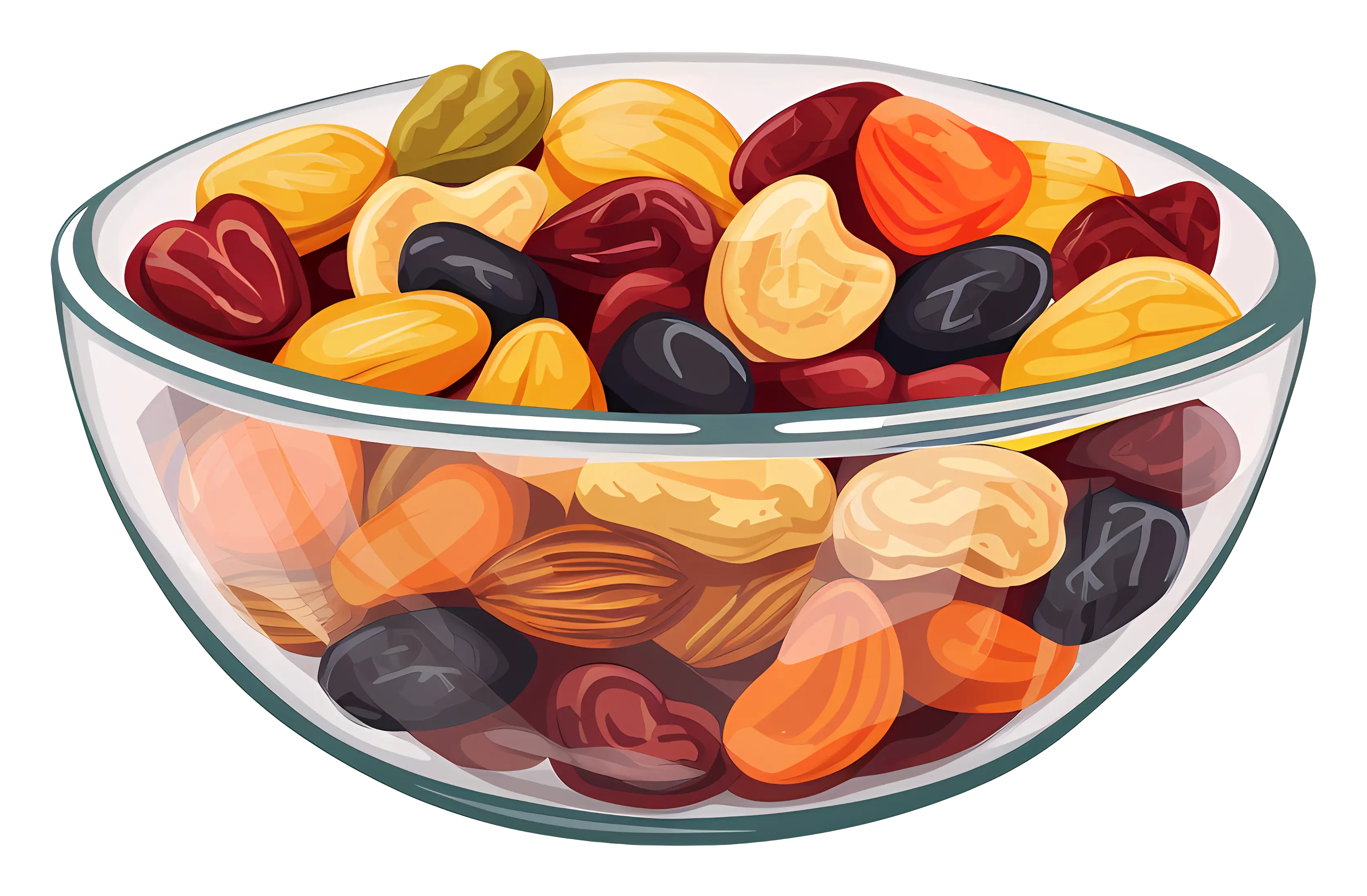 Glass Bowl Filled with Assorted Dried Fruits