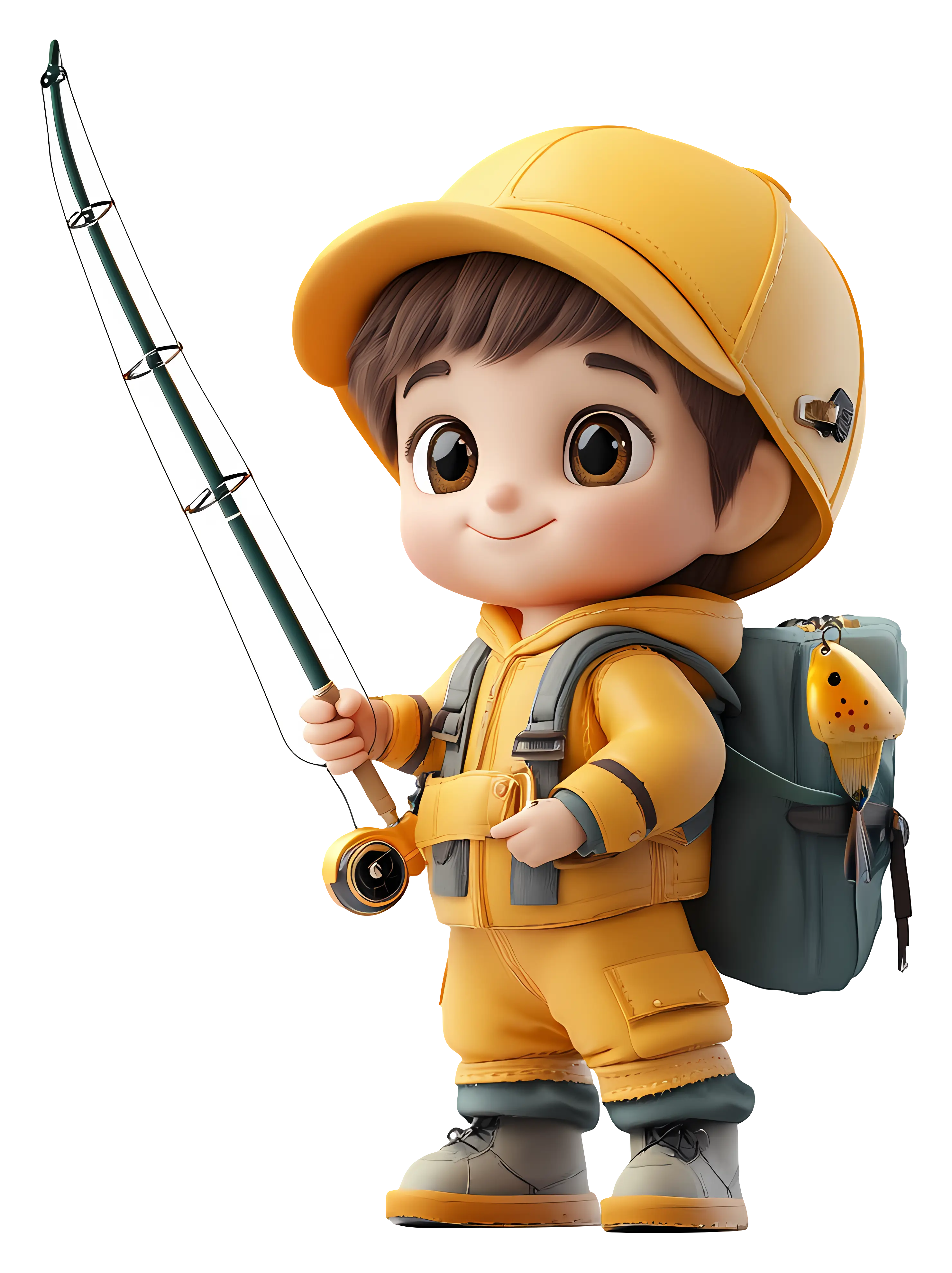Cute Kid with Fishing Gear