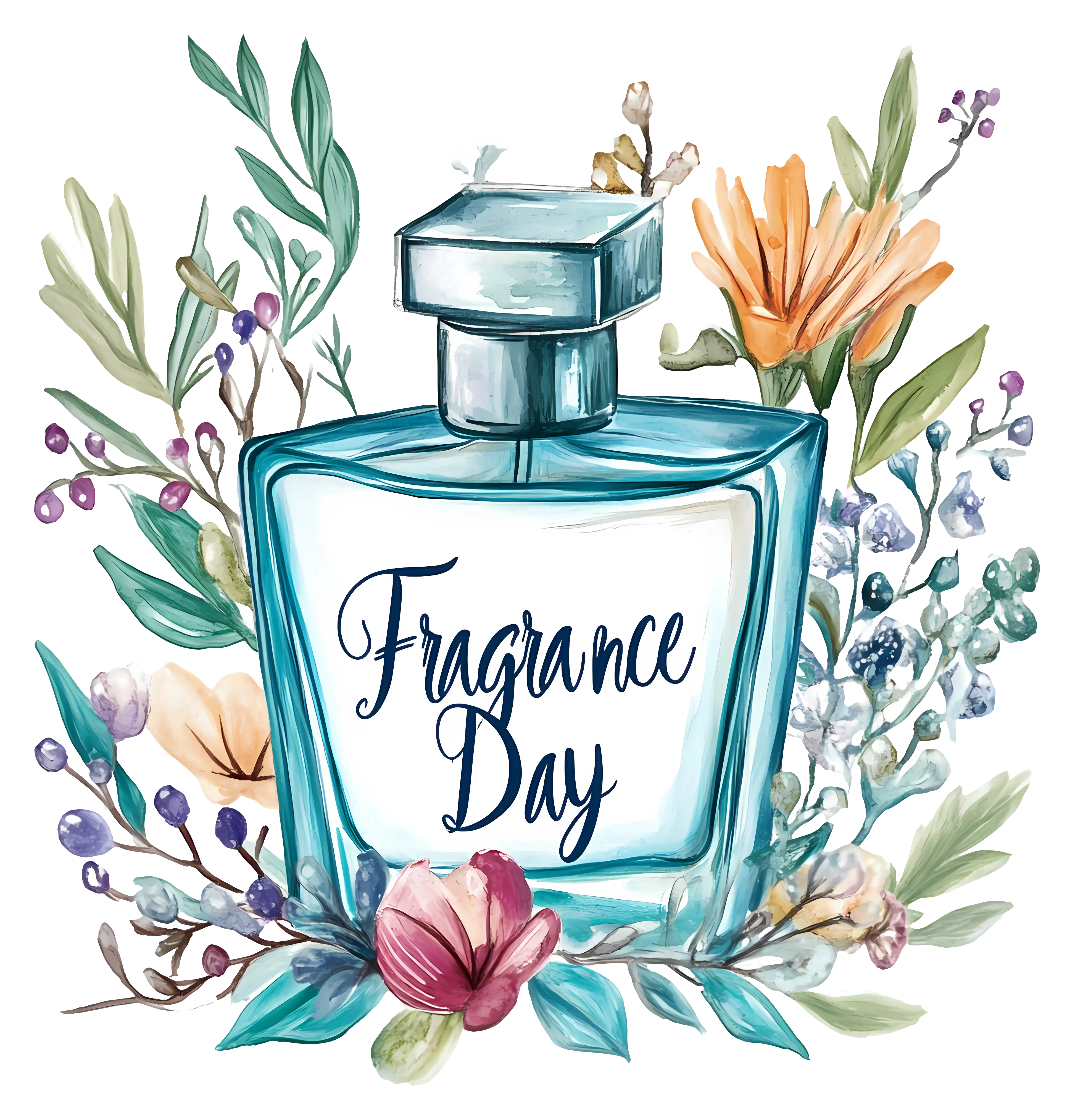 Fragrance Day Perfume Bottle with Flowers