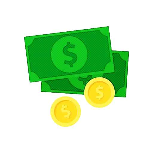 Green Money and Yellow Coins Icon