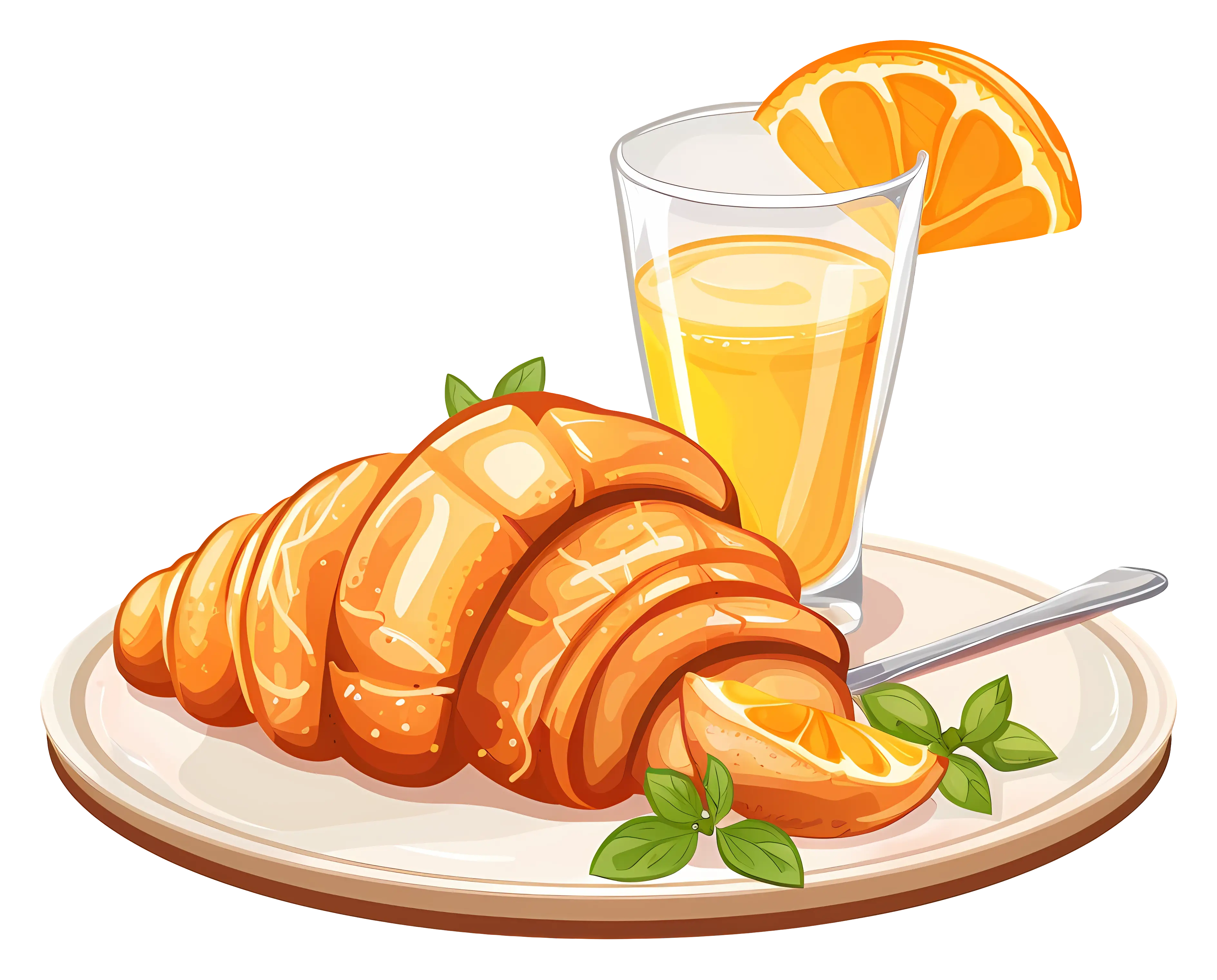Delicious Breakfast with Croissant and Juice