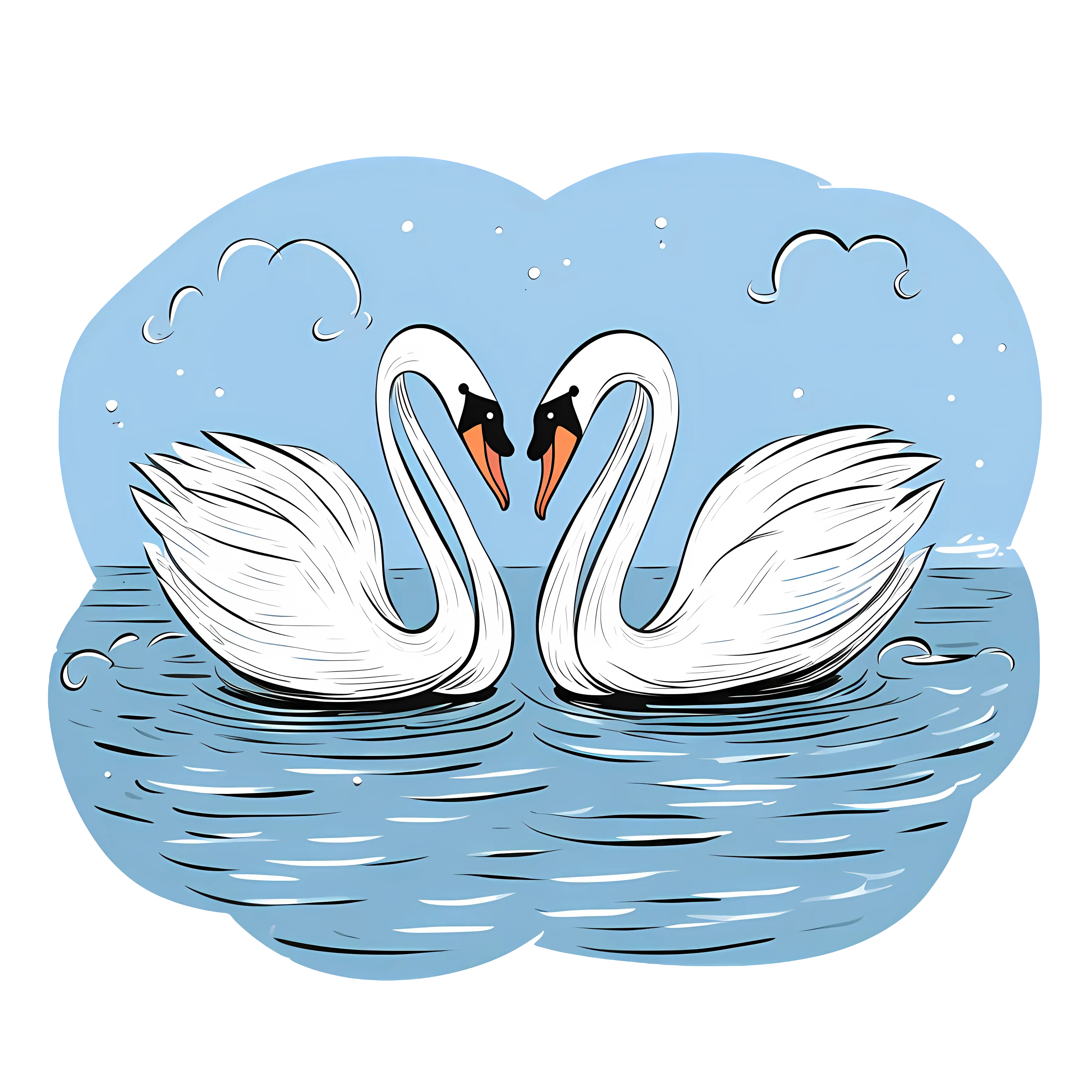 Swan Pair Illustration in Water