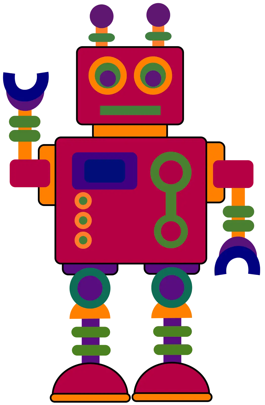 Colorful Robot Illustration with Mechanical Arms
