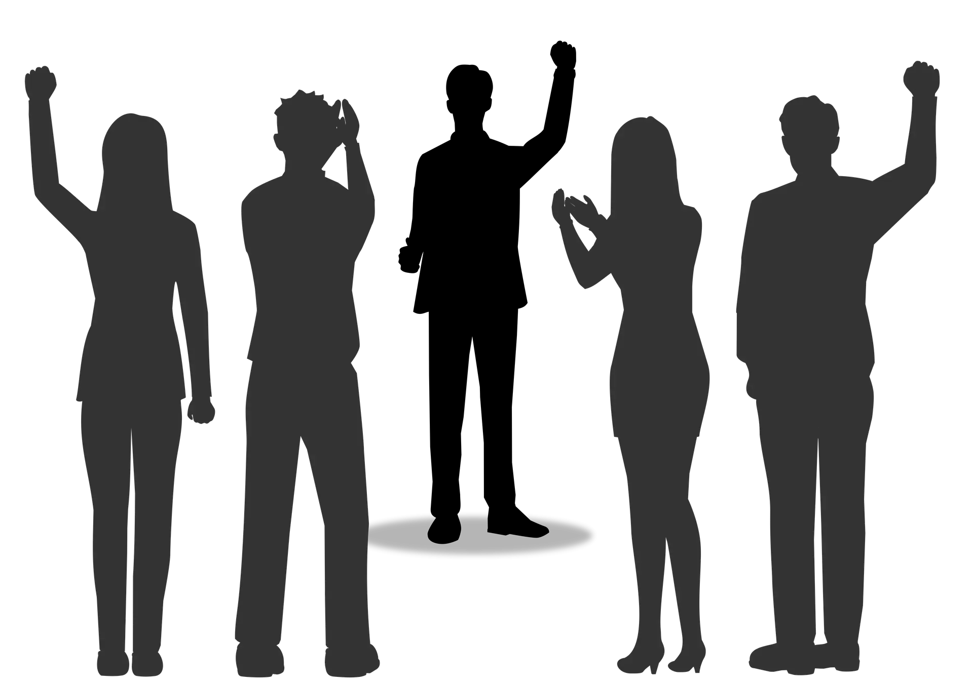 Silhouettes of People Clapping Together