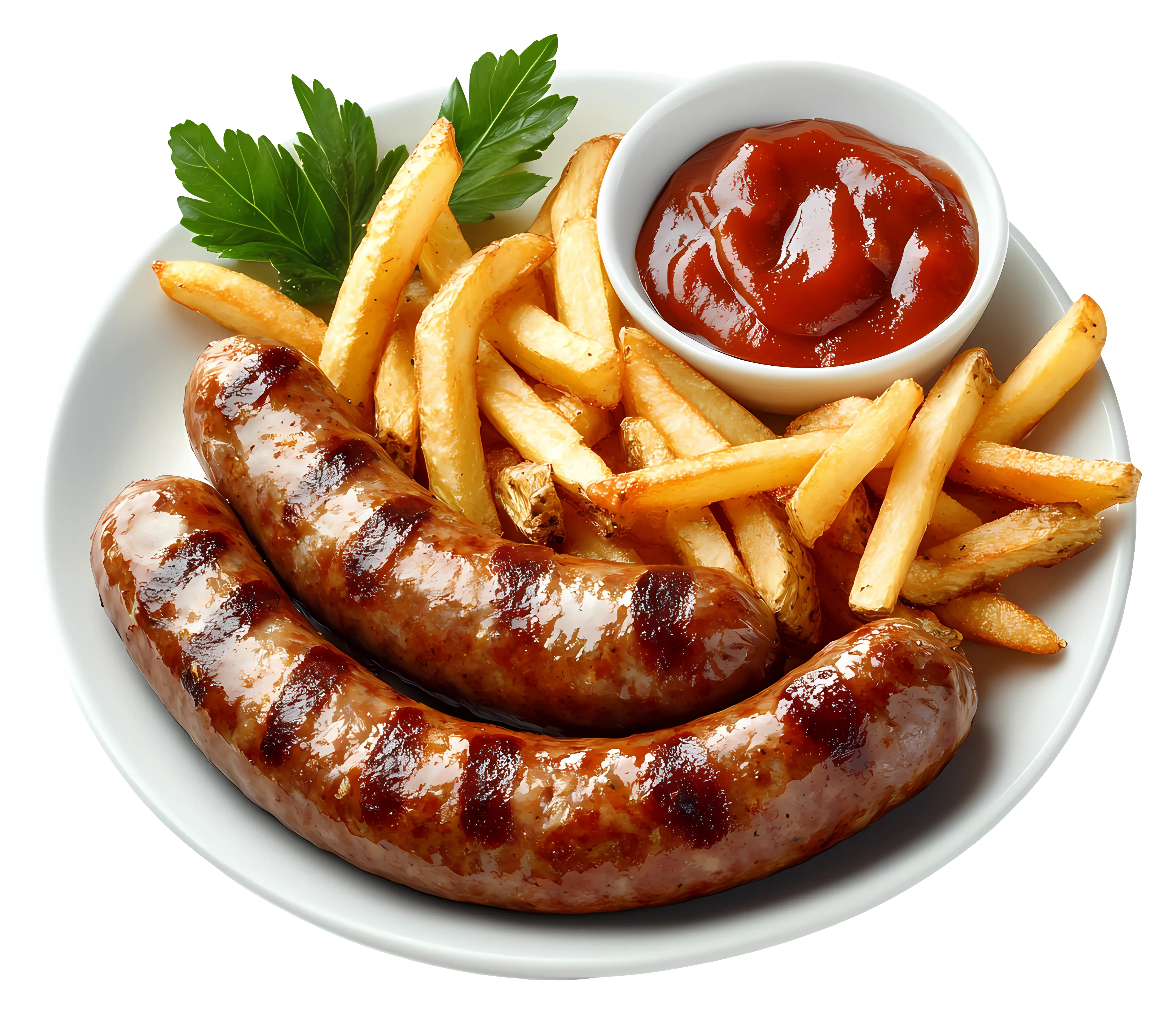 Sausages and Fries with Ketchup