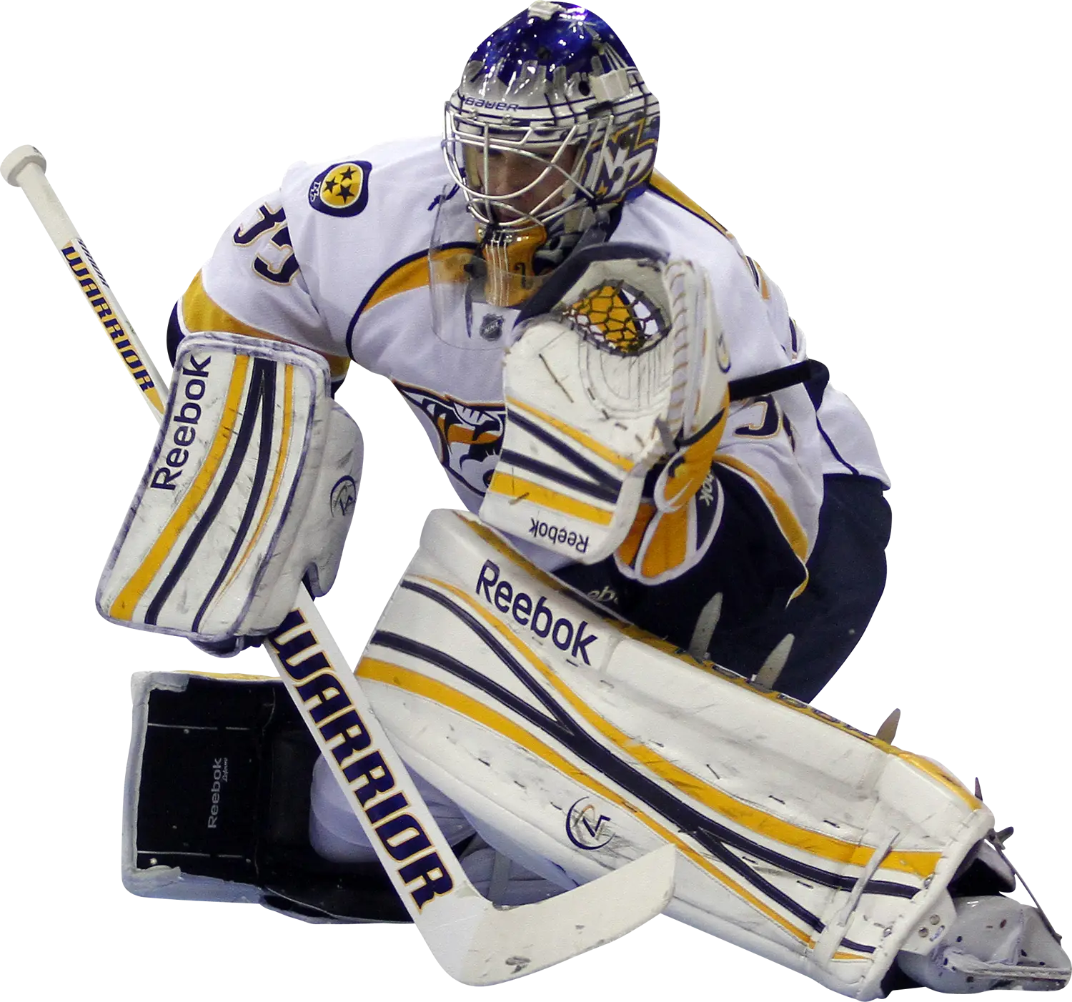 Hockey Goalkeeper in Action Saving Goal