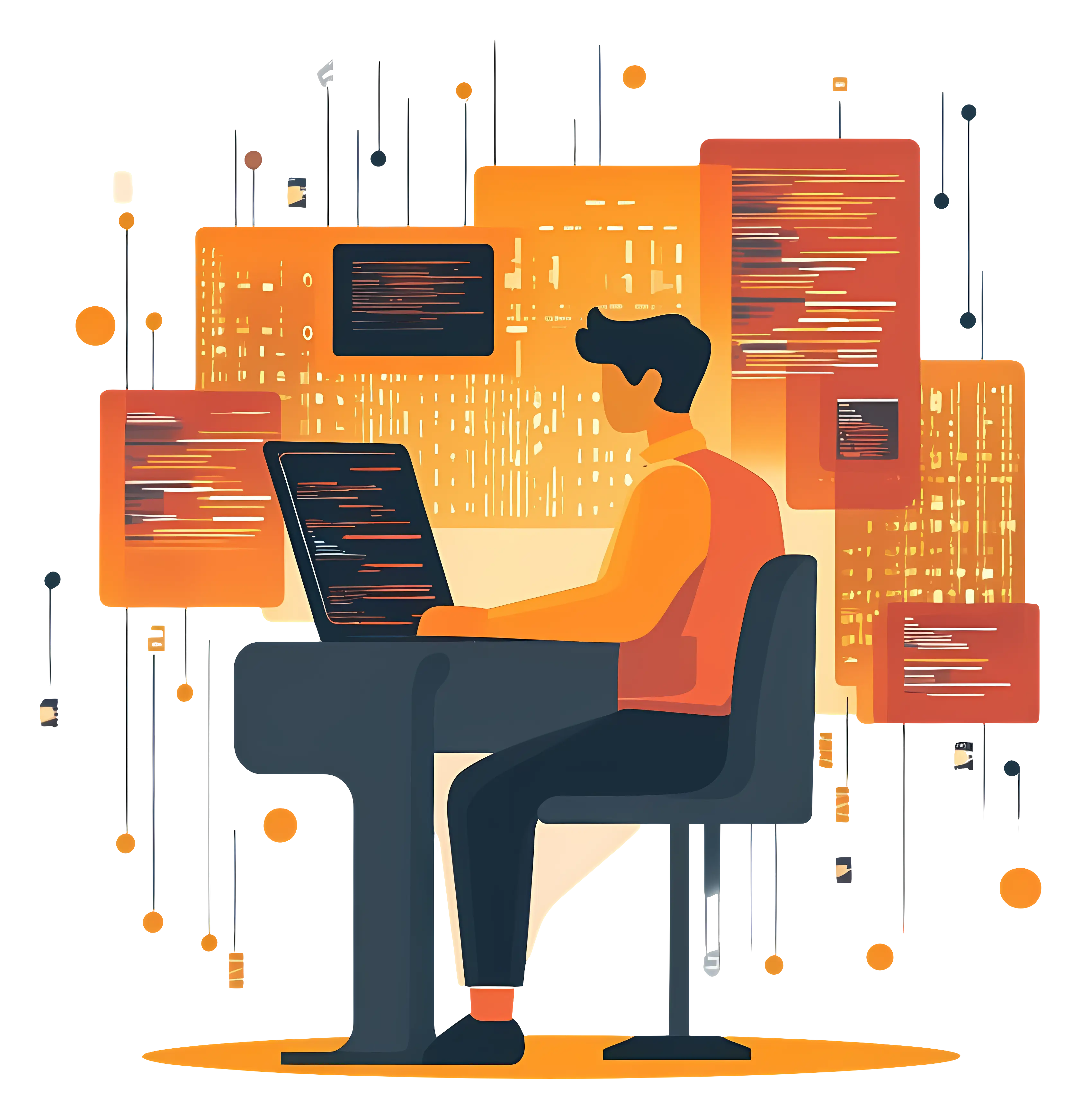 Programmer at Work with Code