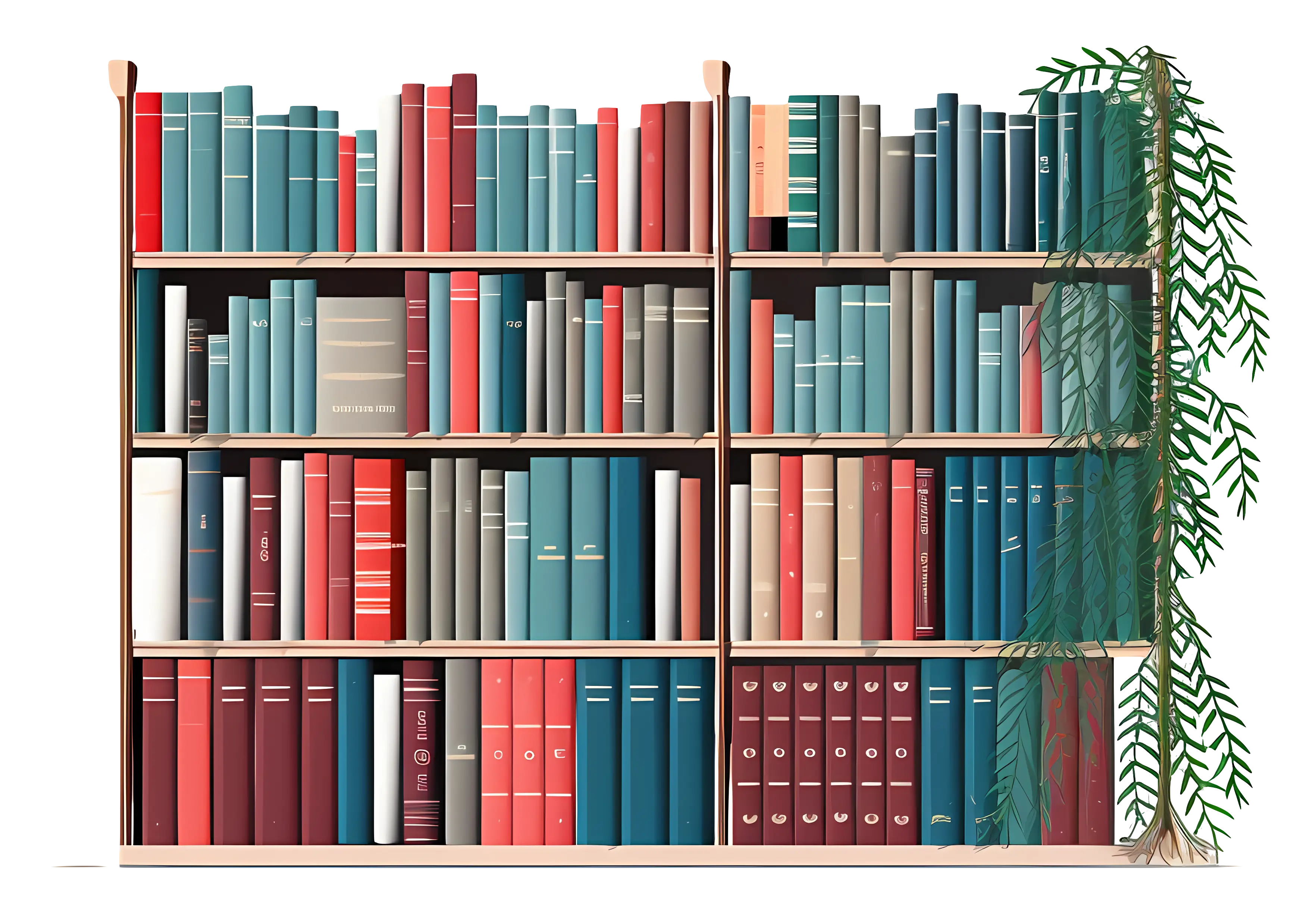 Bookshelf Filled with Colorful Books
