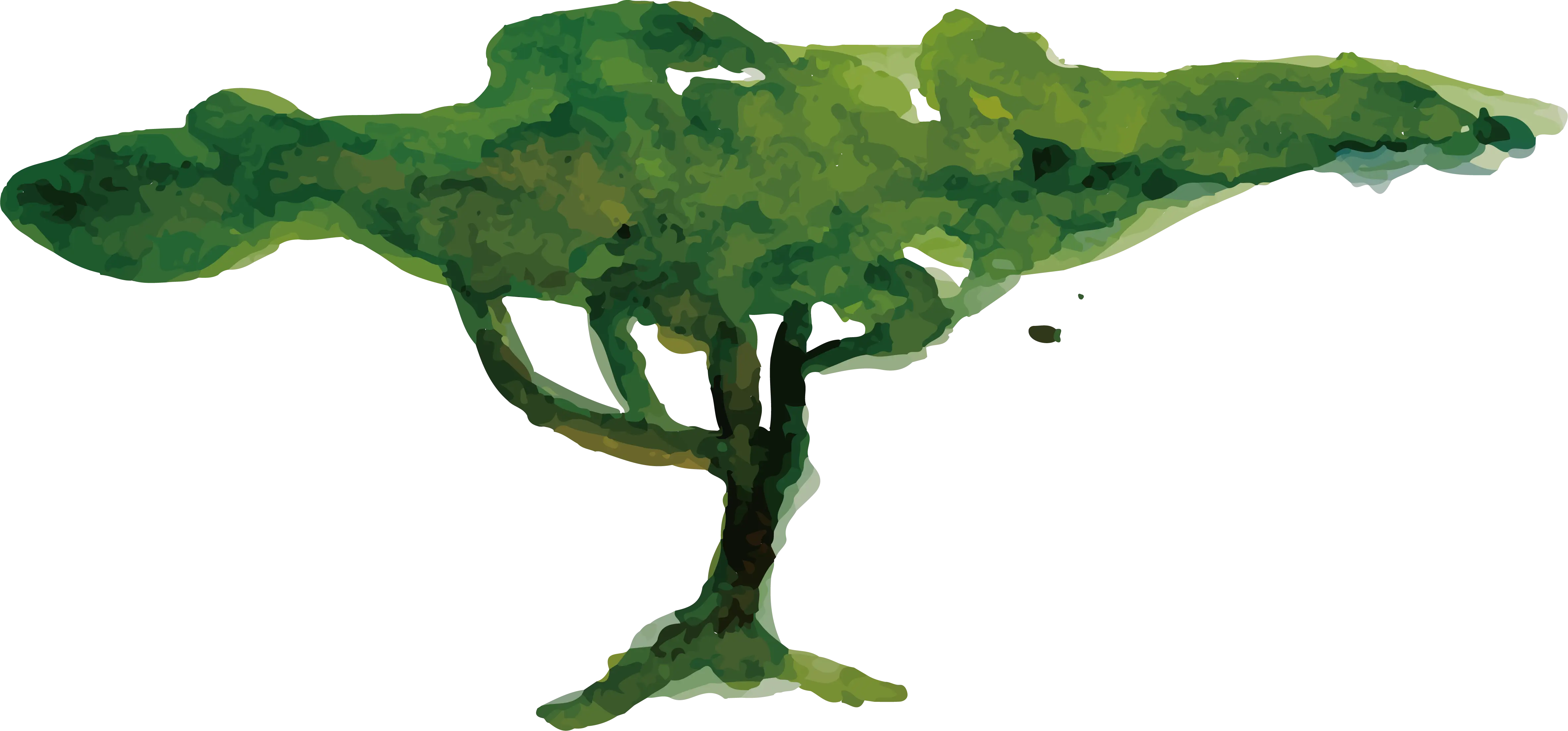 Artistic Watercolor Green Tree Illustration