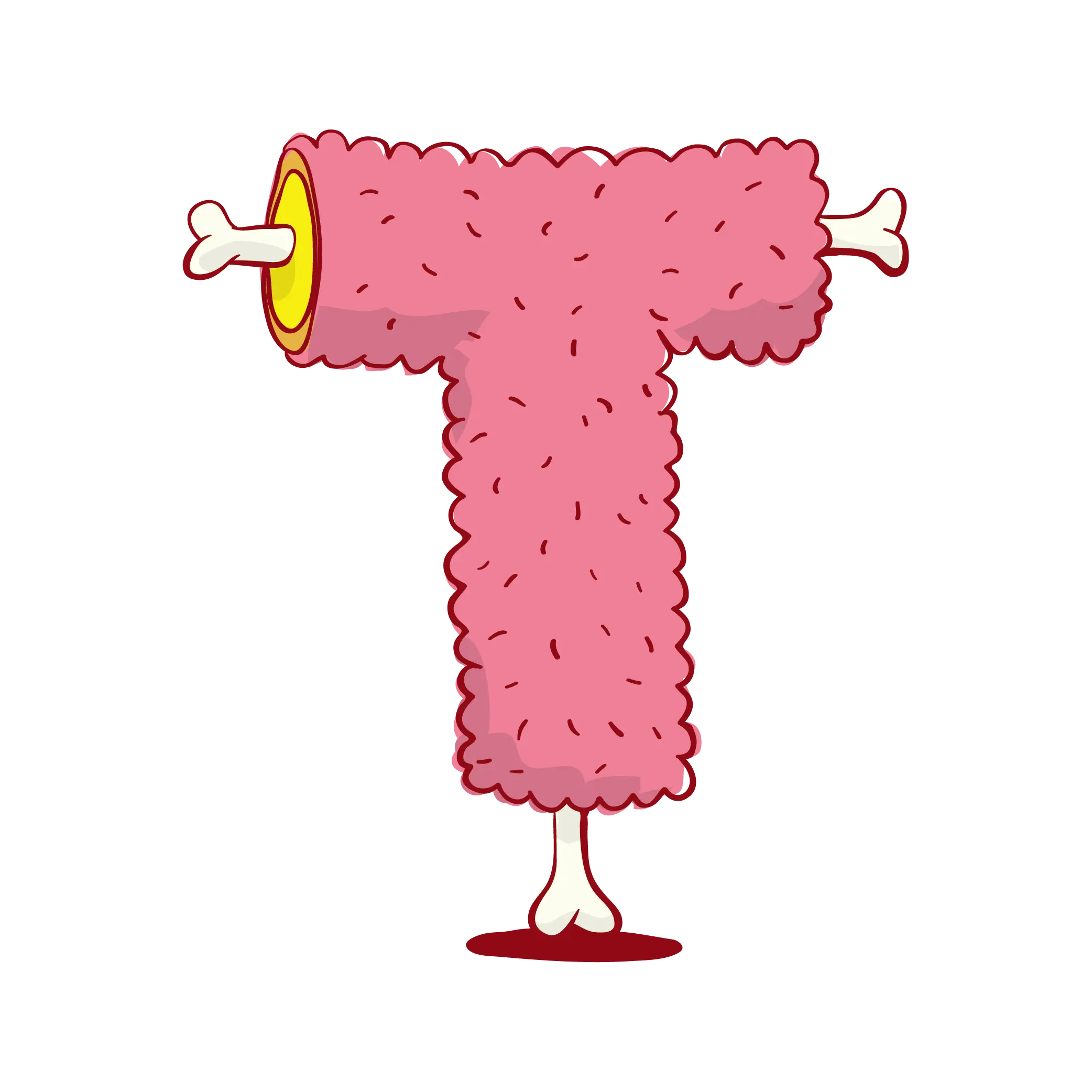 Furry Cartoon Letter T
