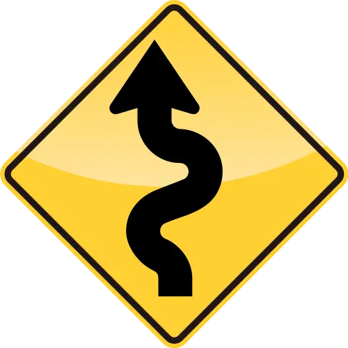 Winding Road Traffic Warning Sign