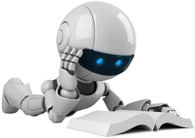 Cute Robot Reading a Book