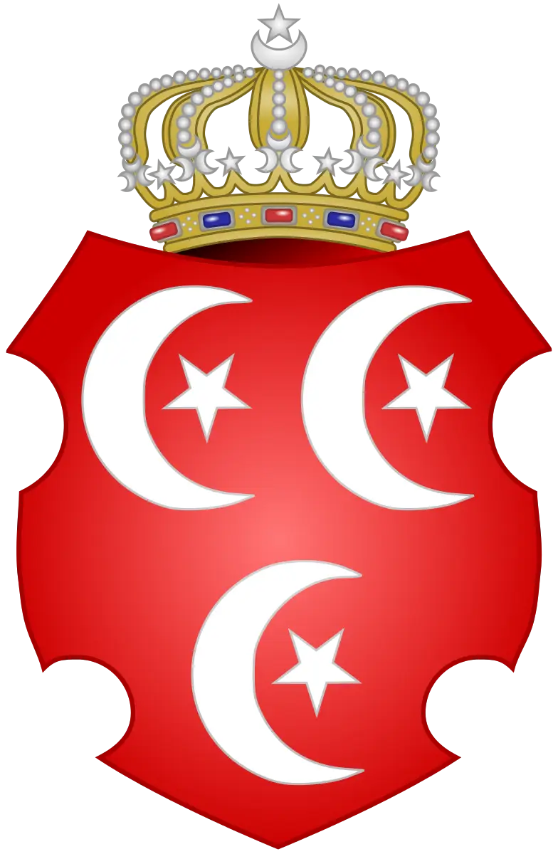 Red Coat of Arms with Crescents and Stars