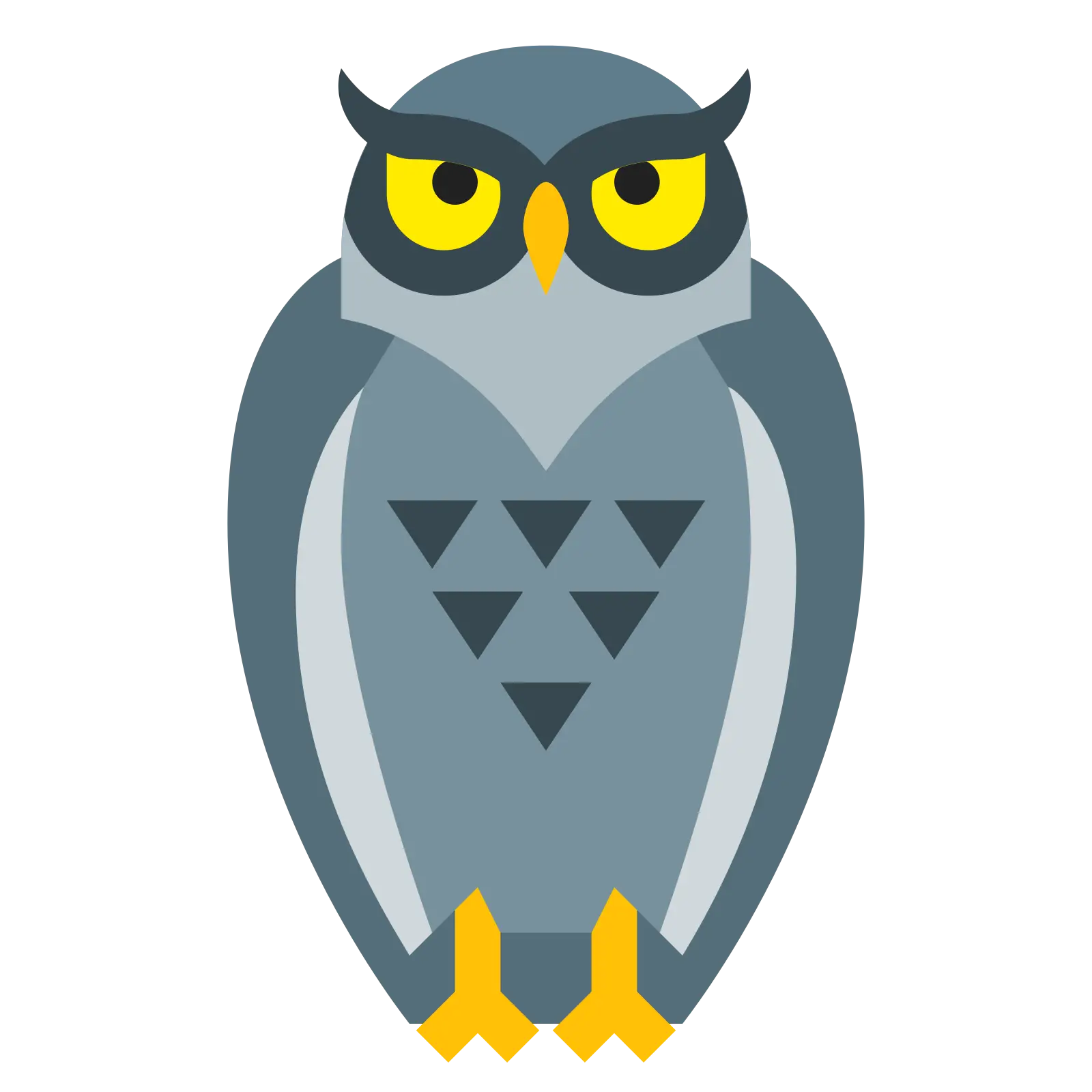 Gray Cartoon Owl with Yellow Eyes
