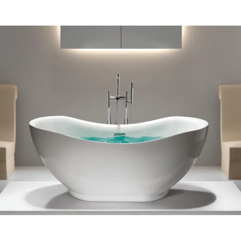 Modern White Bathtub with Water