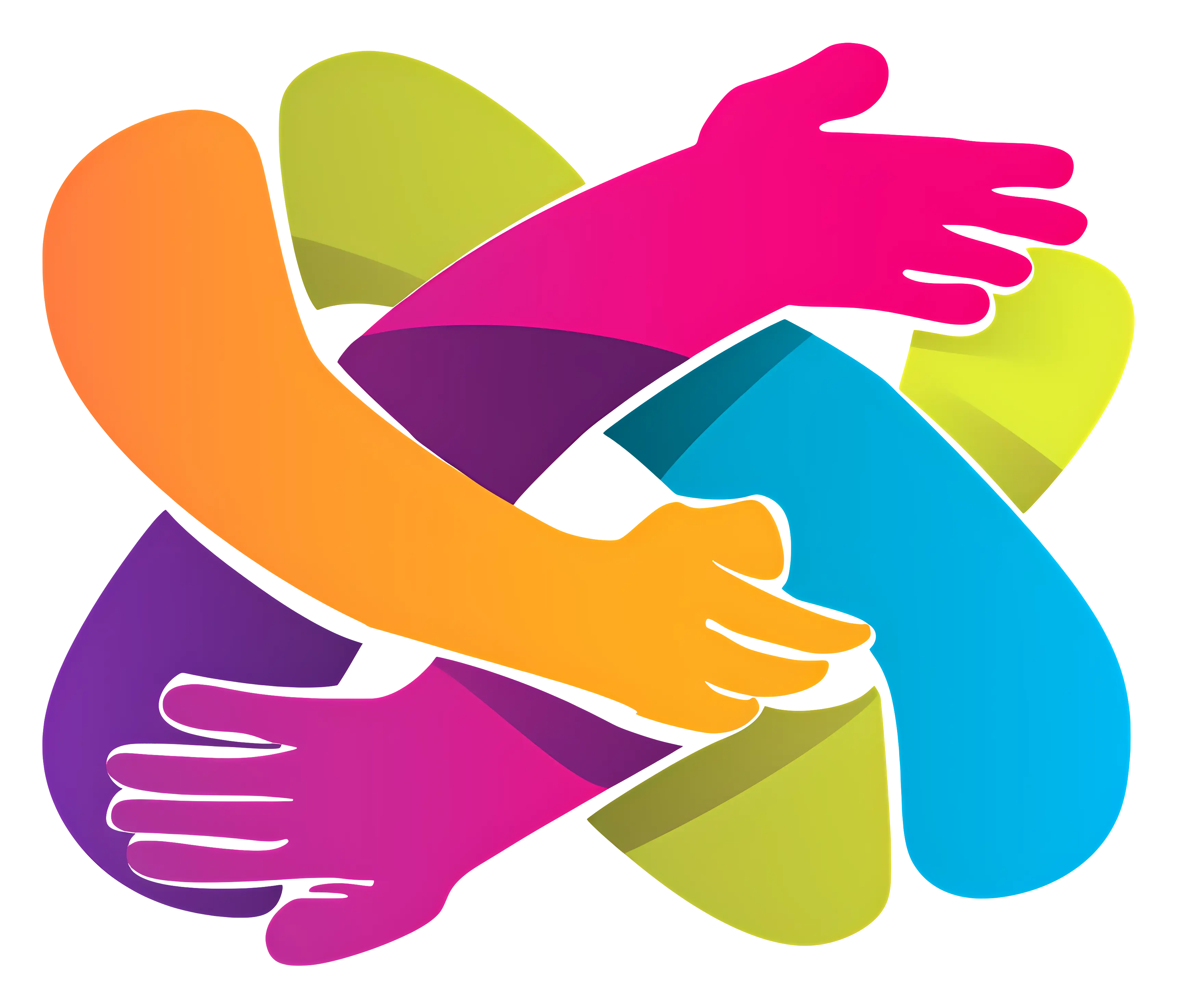 Interlocking Colorful Hands Symbol