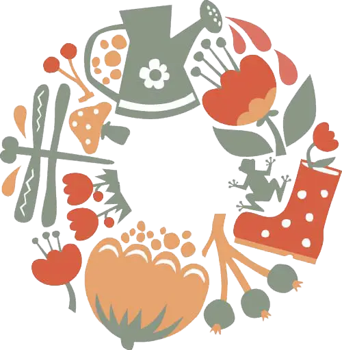 Floral Wreath with Garden Elements