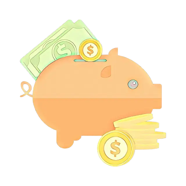 Piggy Bank with Money and Coins