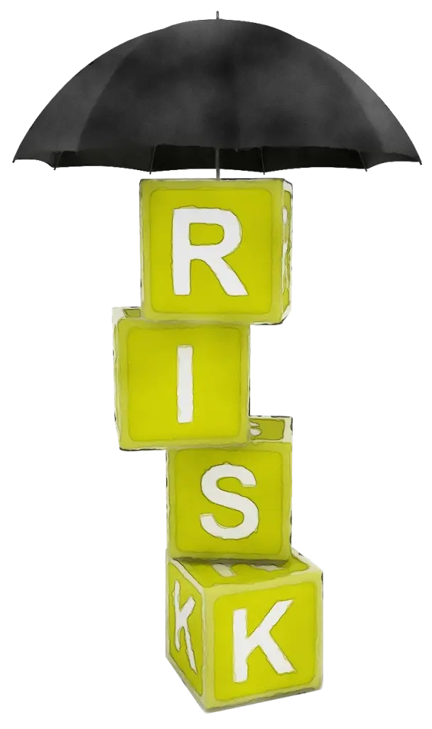 Blocks under Umbrella Representing Risk Concept