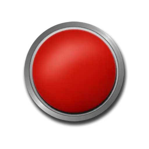 Red Circular Button Icon with Metallic Border