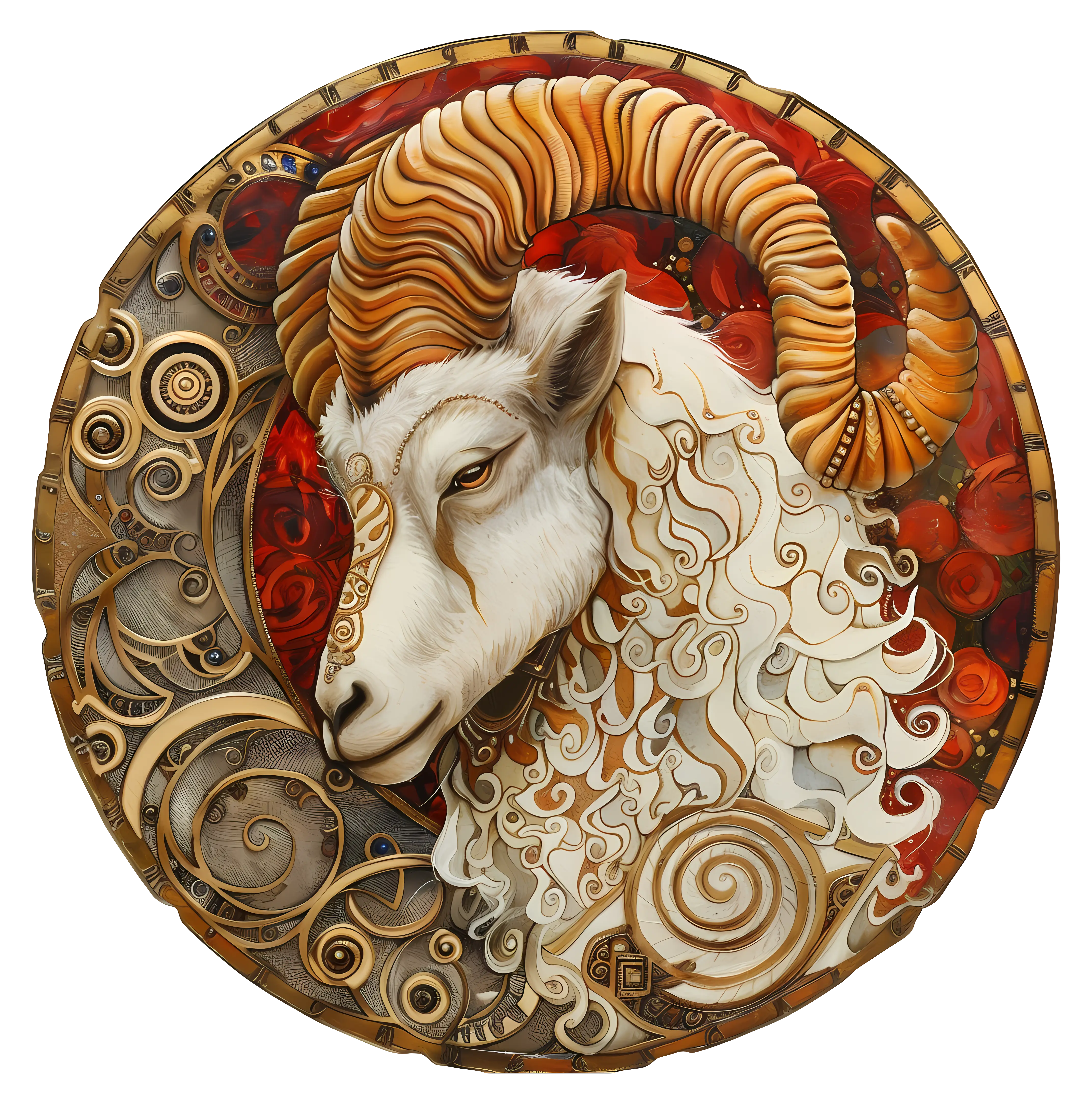 Decorative Ram Head with Intricate Details