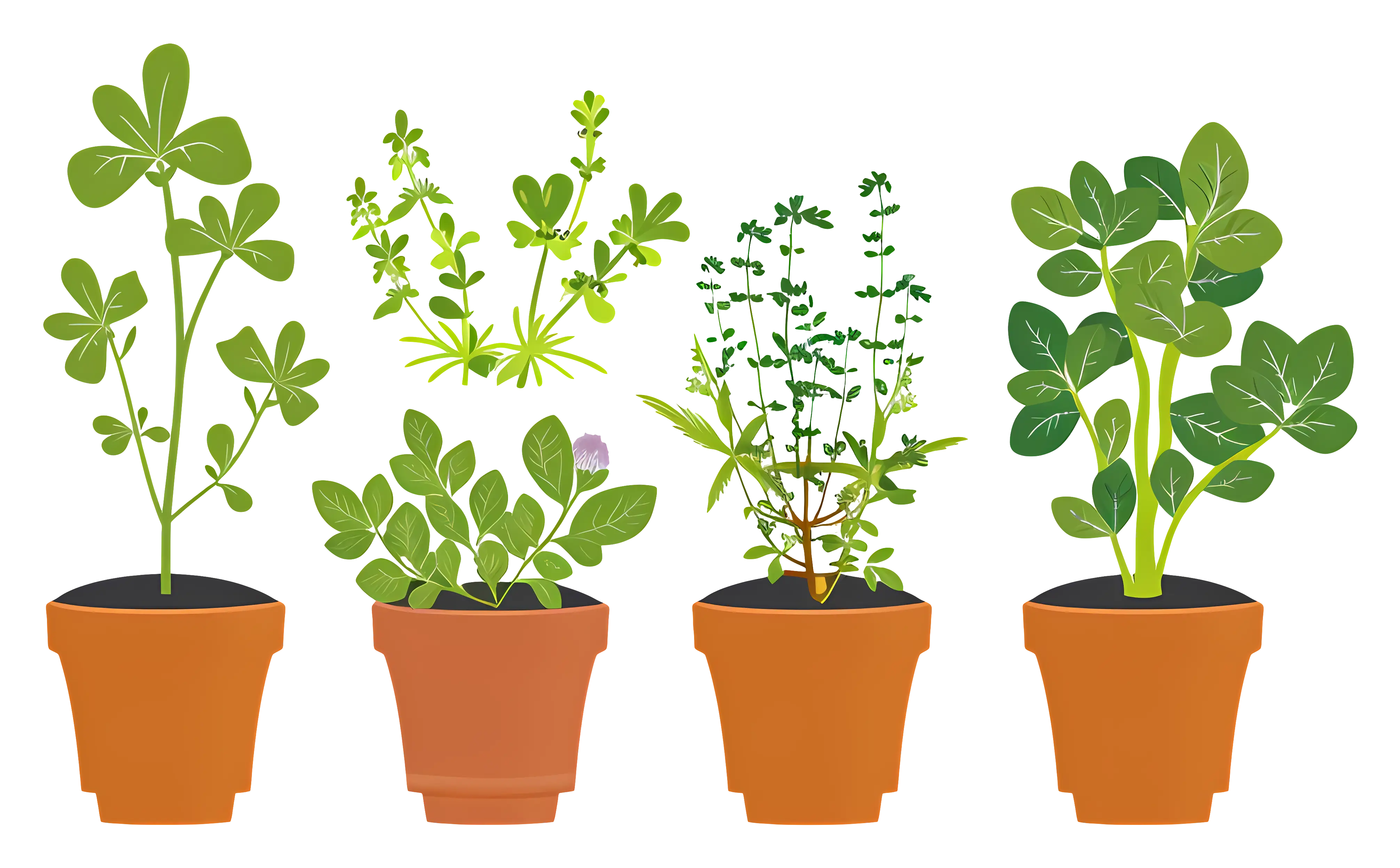 Illustration of Potted Plants and Herbs