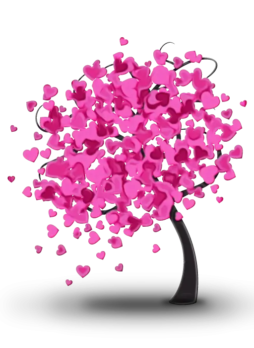 Heart-Shaped Pink Tree Illustration