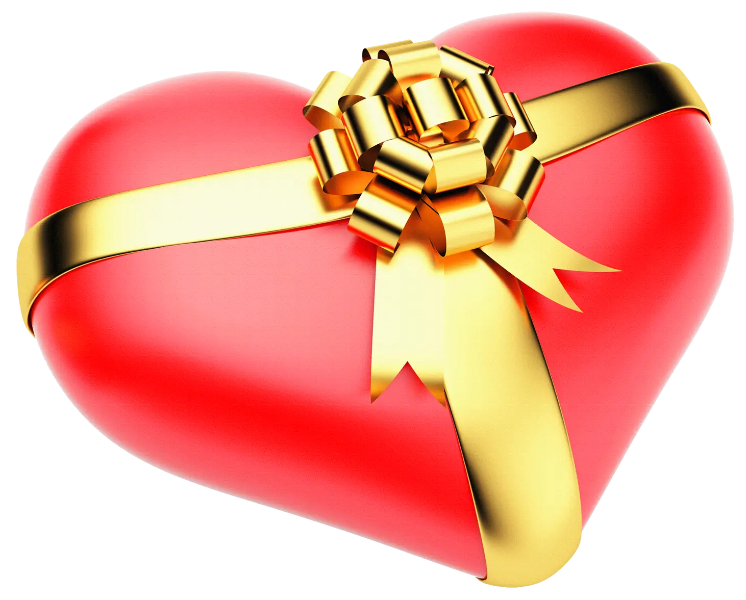 Red Heart with Gold Ribbon for Valentine&#039;s Day