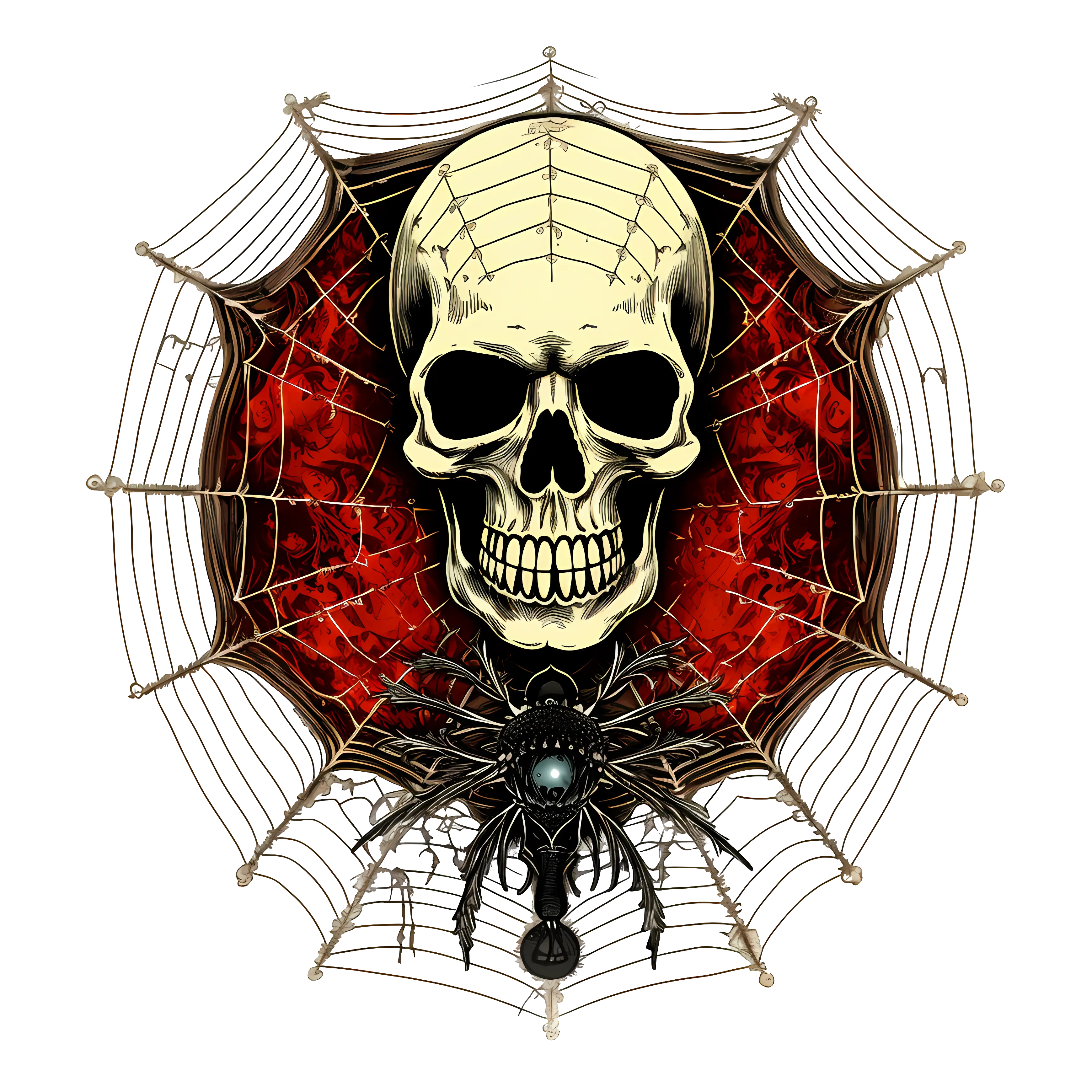 Skull and Spider in Web