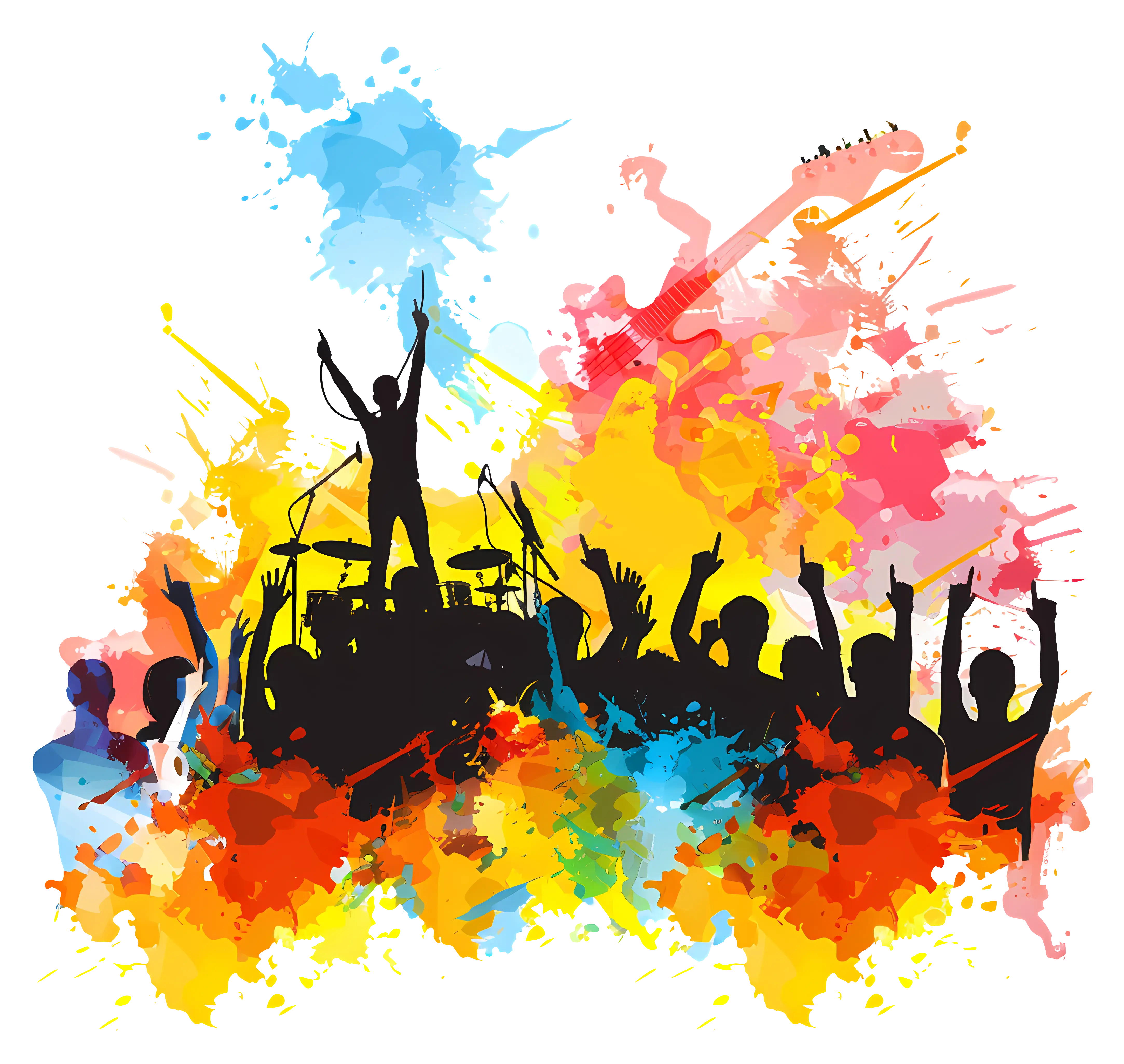 Vibrant Music Concert with Festival Crowd