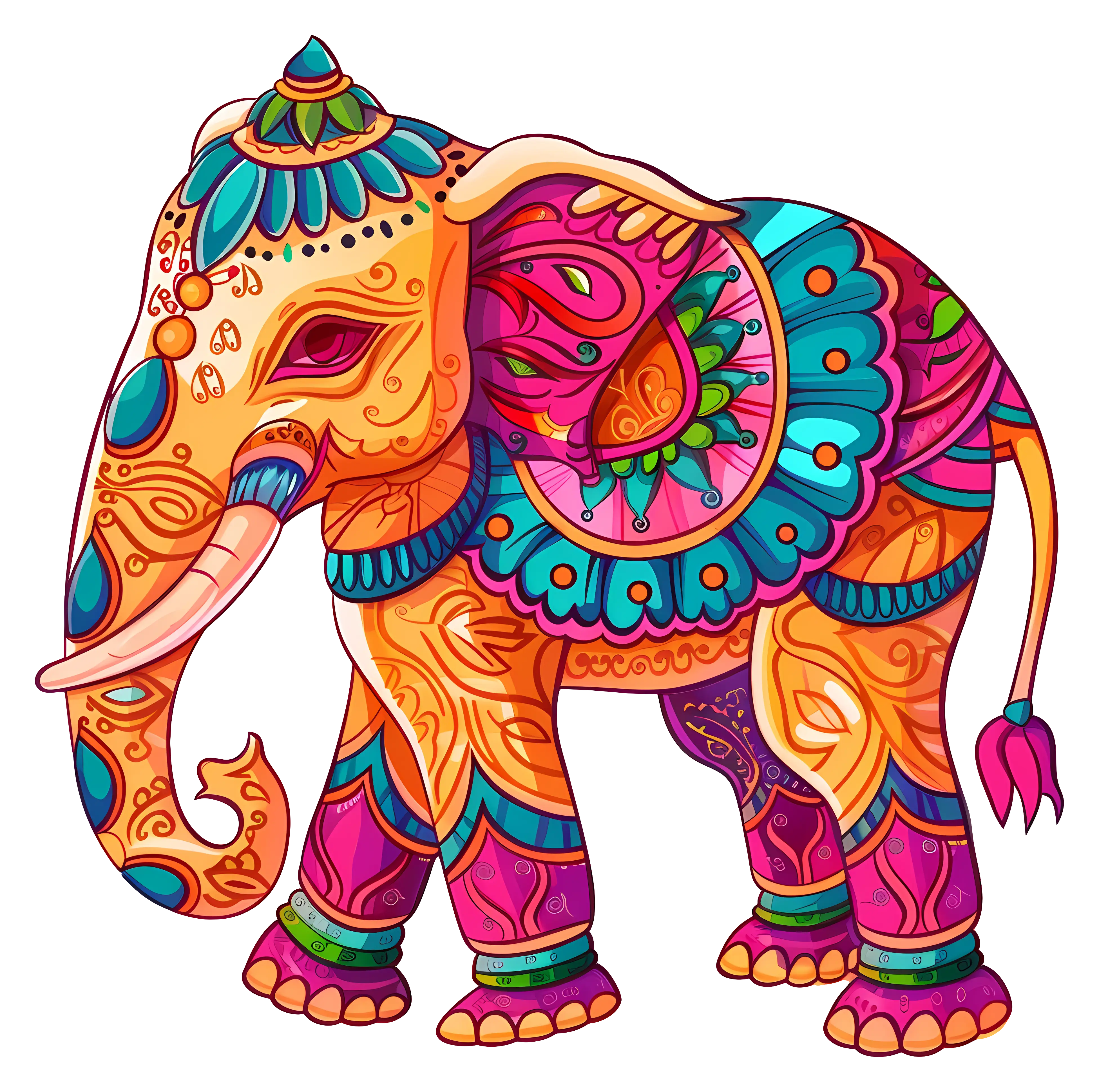 Colorful Decorative Elephant Illustration