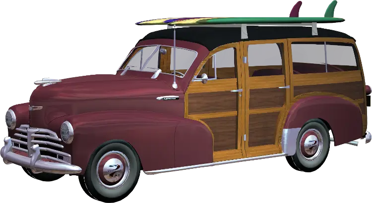 Vintage Woody Car with Surfboards Illustration